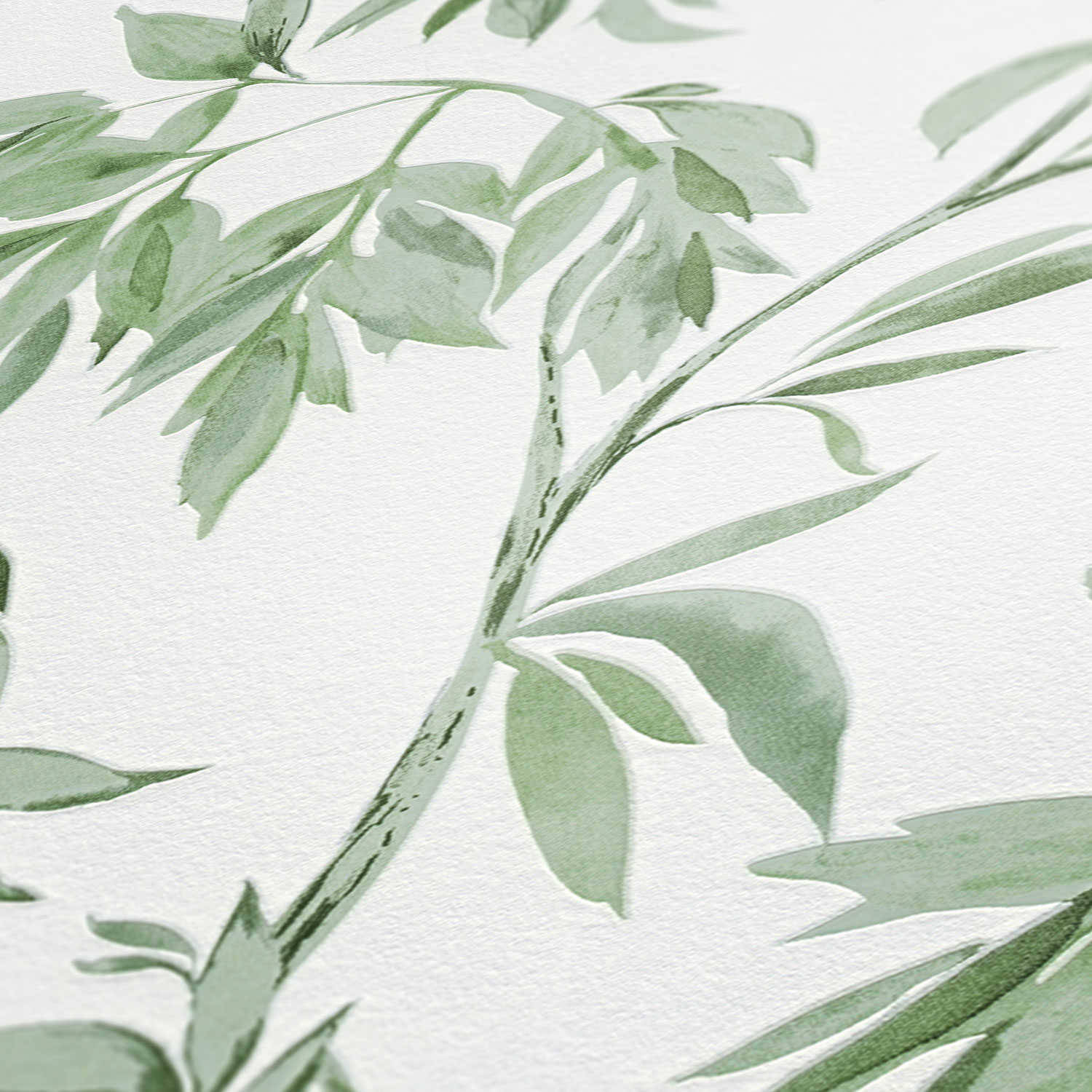 Pintura de acuarela estética en verde y blanco Fondos de pantalla