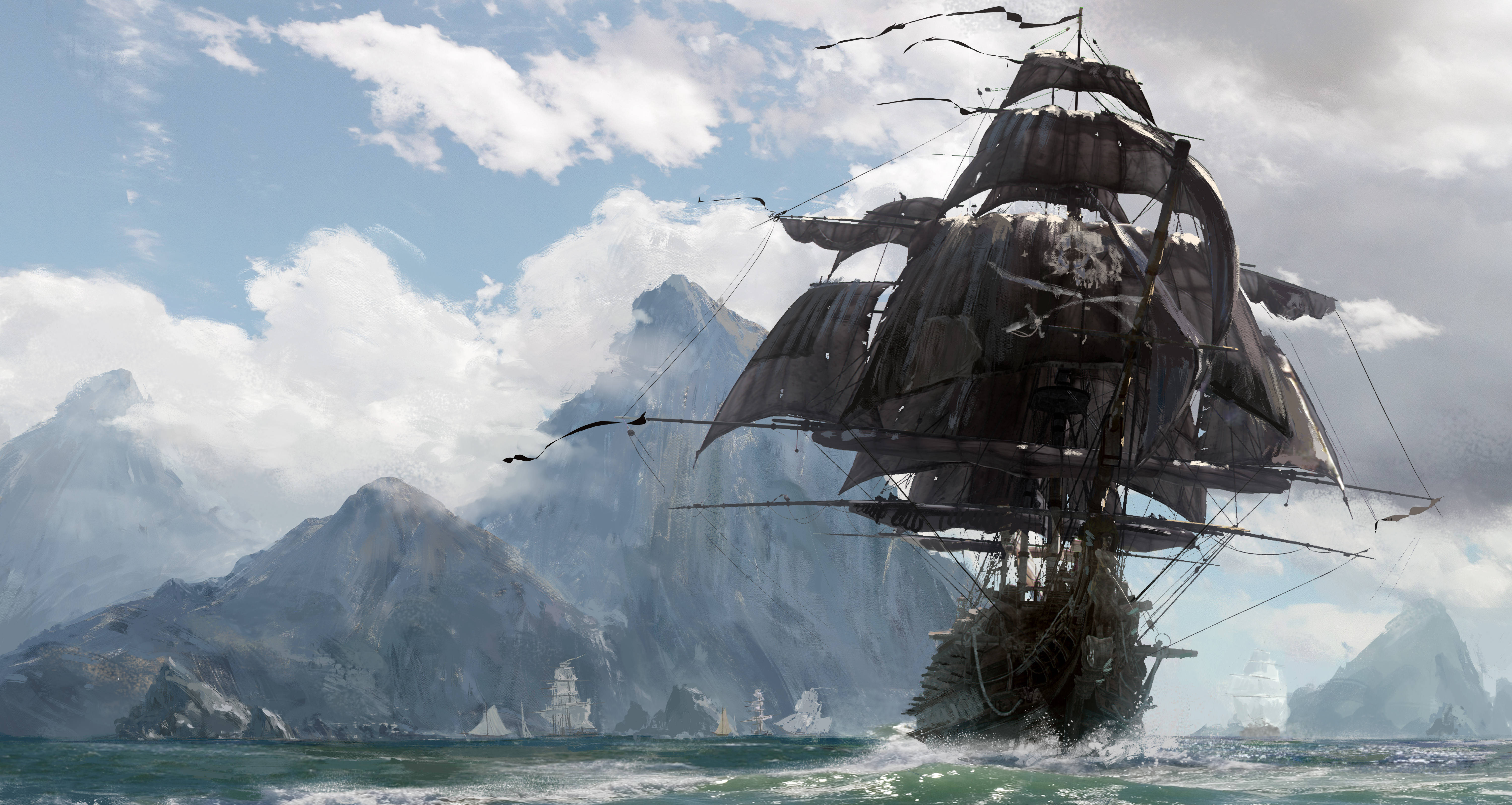 Pintura de Barco Pirata 4K Fondos de pantalla