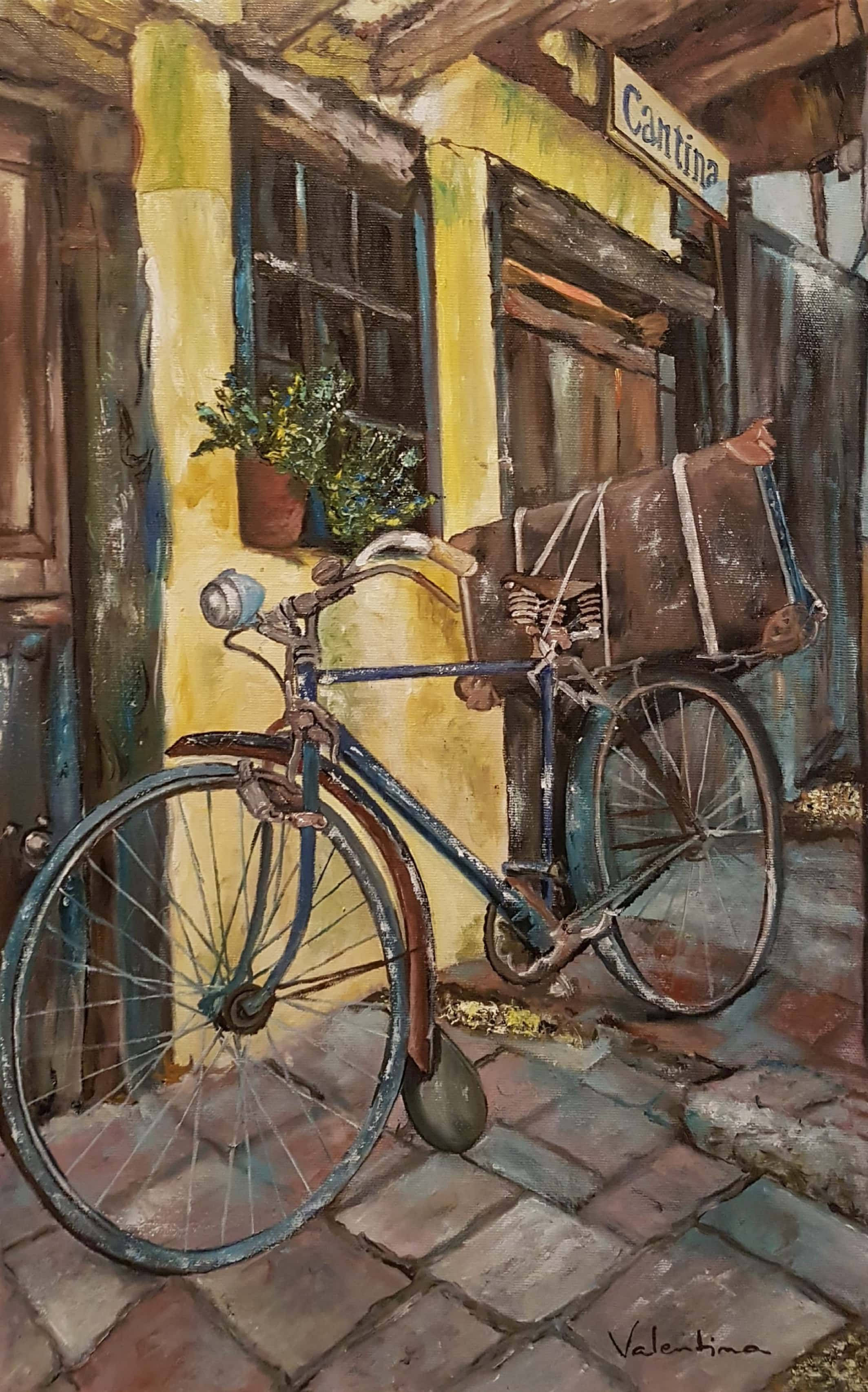 Pintura de Bicicleta en Patio Fondos de pantalla