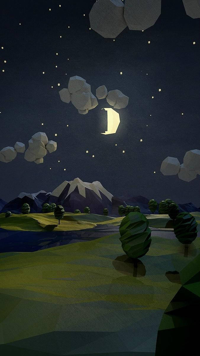 Pintura de Bosque Poligonal iPhone SE Fondos de pantalla