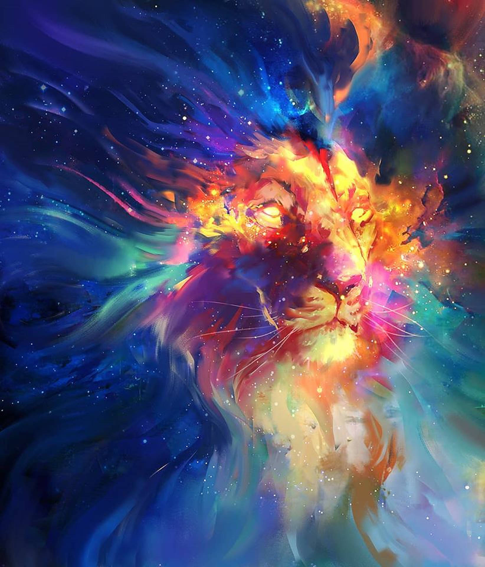 Pintura de León Arcoíris Galáctico Fondos de pantalla