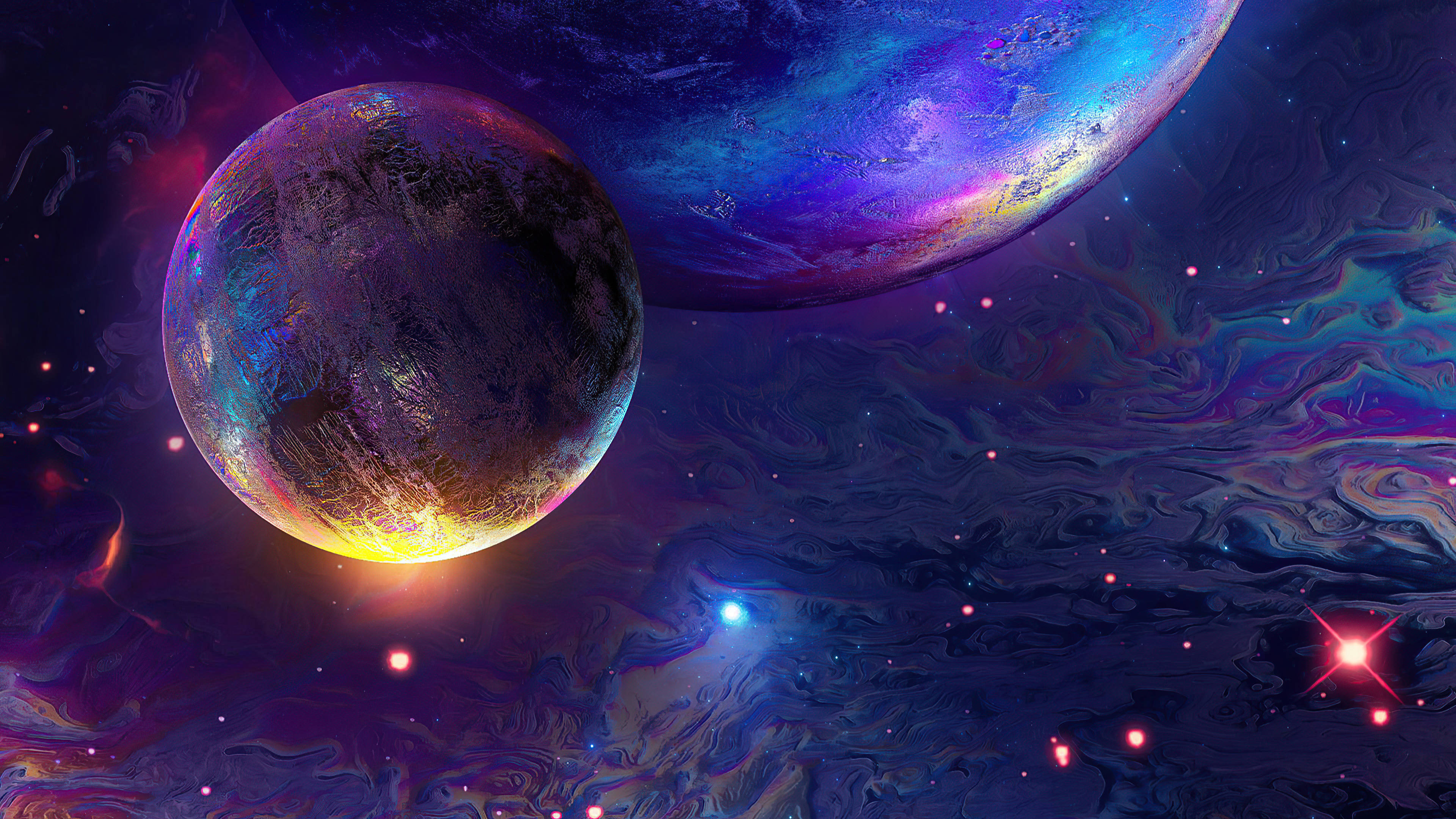 Pintura Estética de Planetas Espaciales Fondos de pantalla