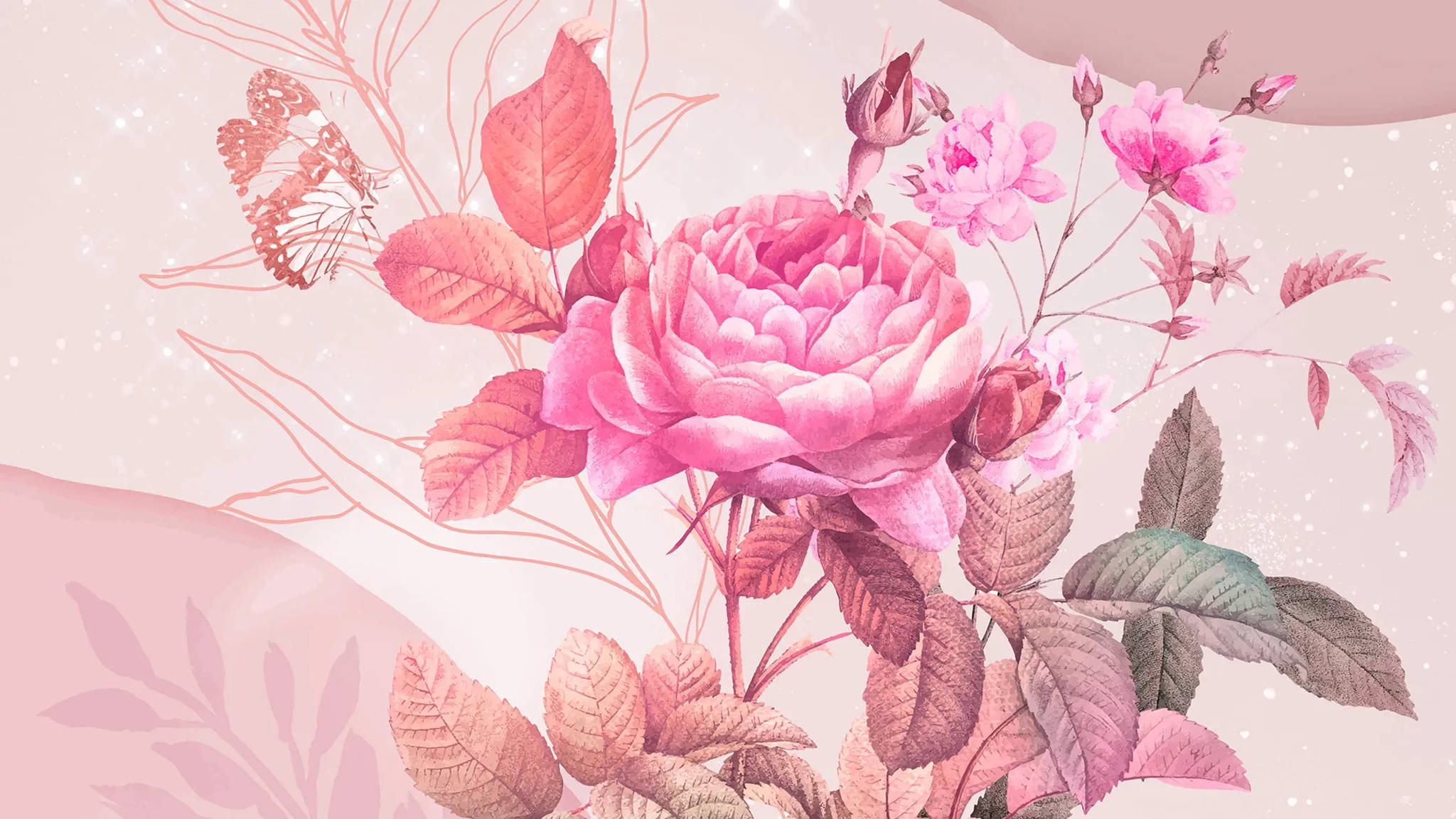 Pintura estética de rosa para escritorio Fondos de pantalla