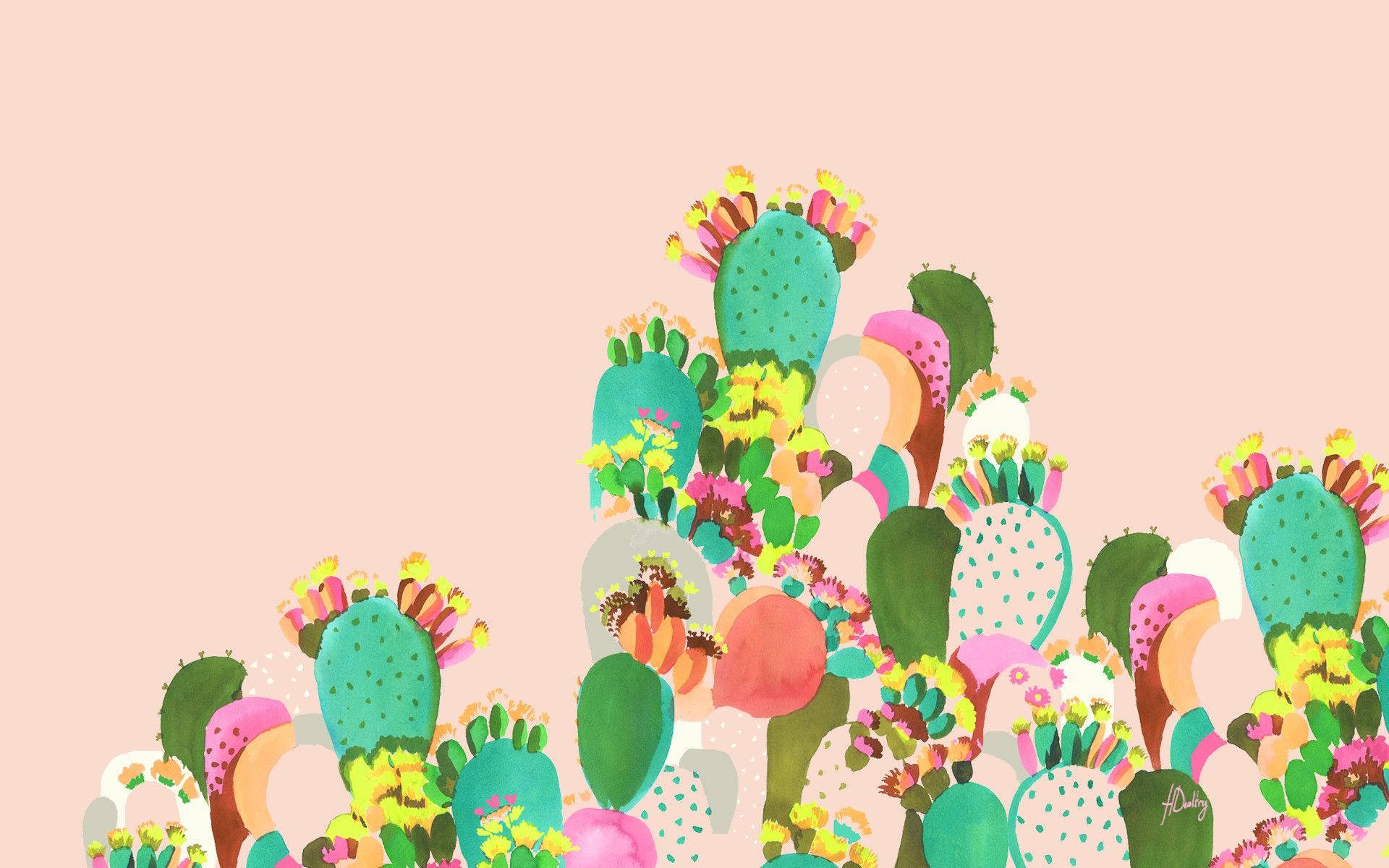 Pintura Estética de Cactus de Verano Fondos de pantalla