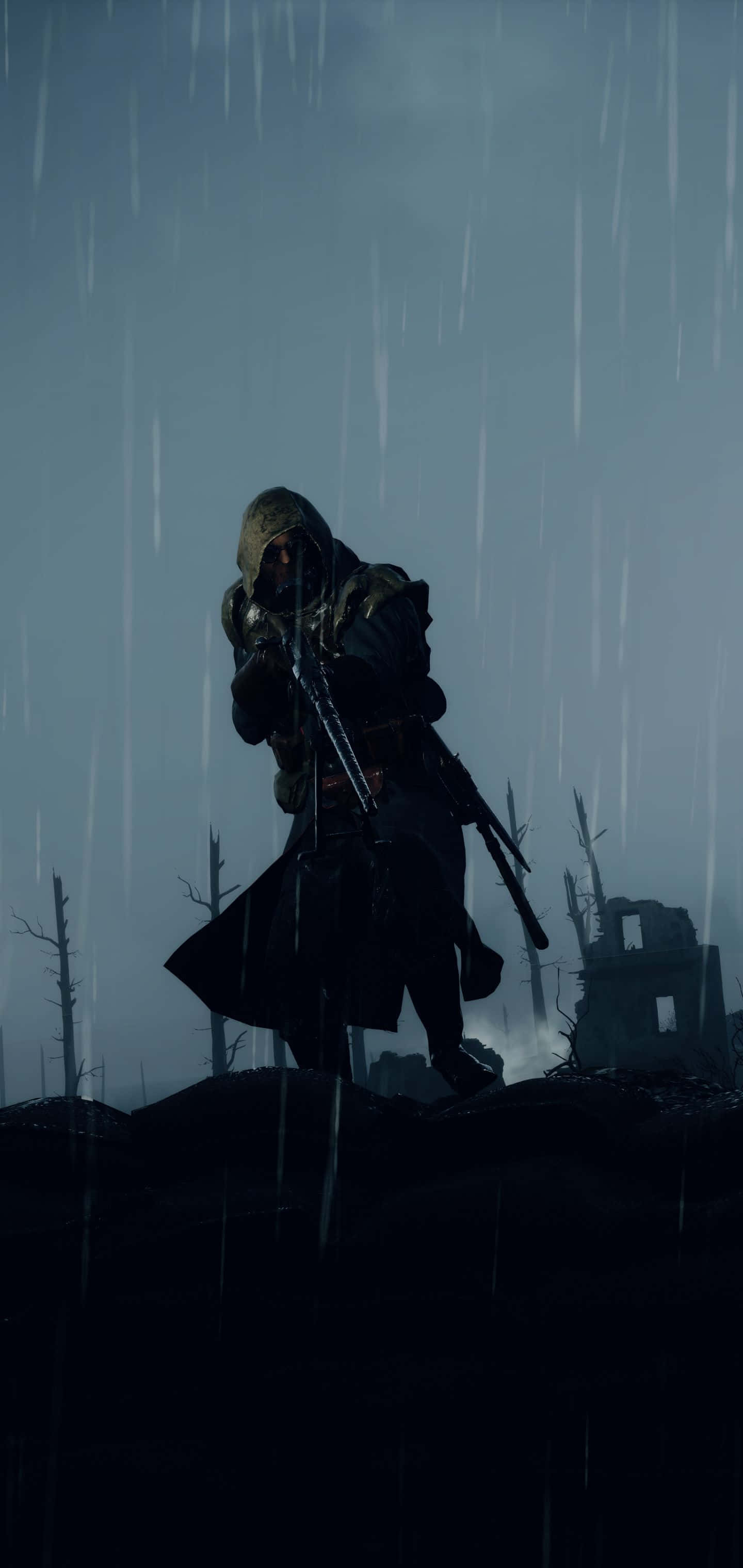 Fondo Pixel 3xl de Battlefield 1 con Soldado Encapuchado Bajo la Lluvia Fondos de pantalla