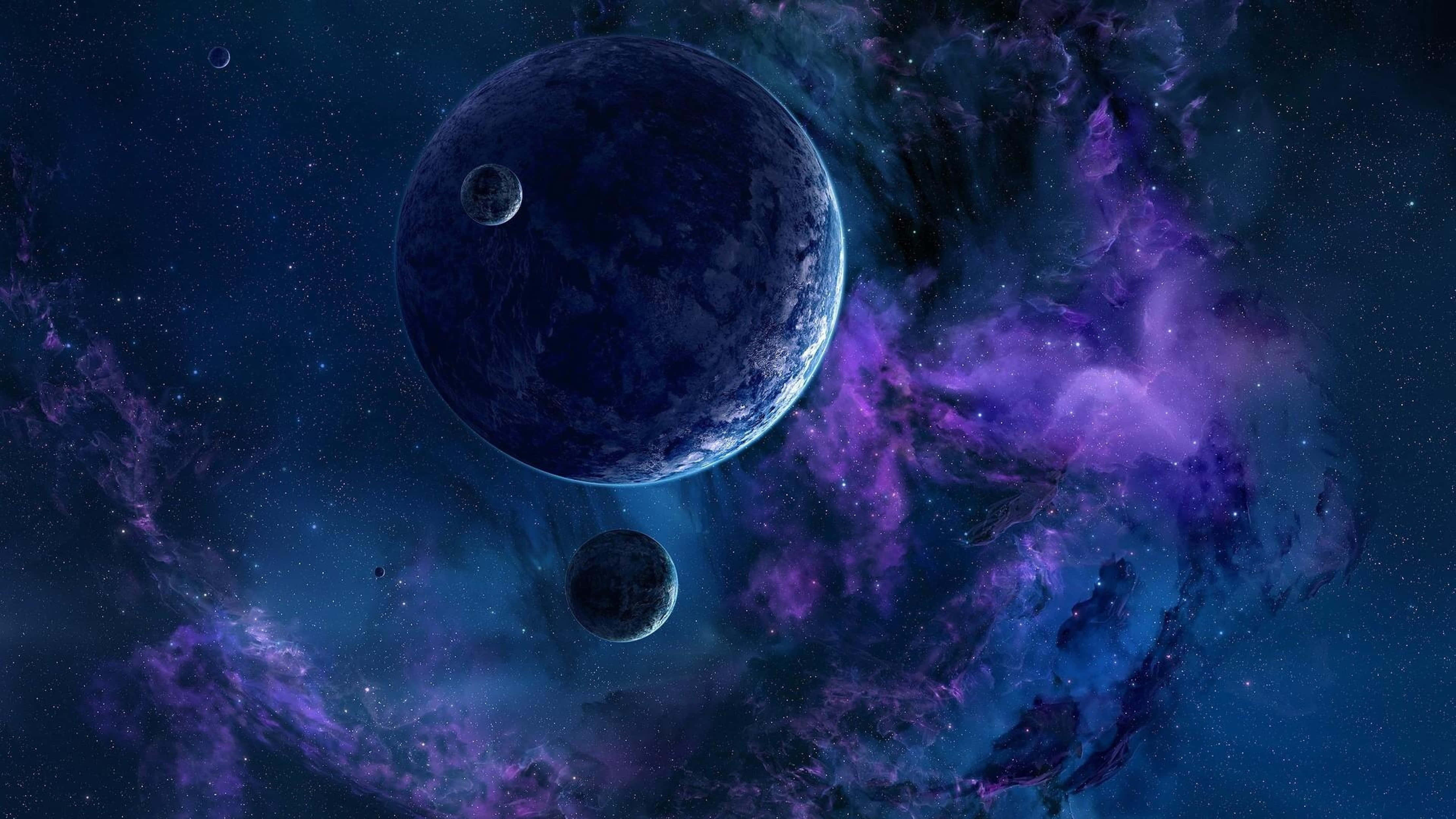 Planeta del Universo con Nube de Gas en 4K Fondos de pantalla