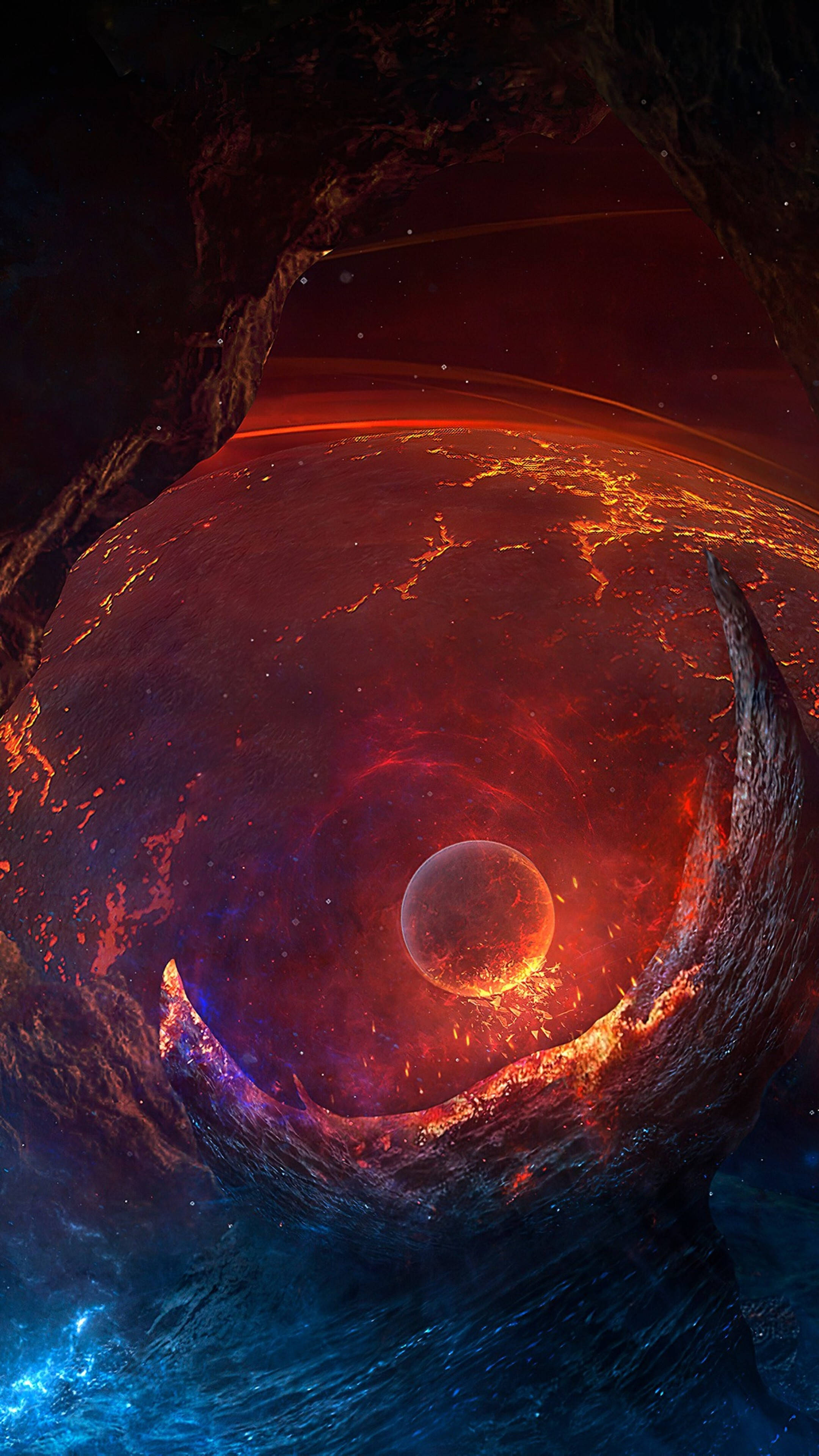 Planeta Fundido en el Espacio 4K para Teléfono Fondos de pantalla