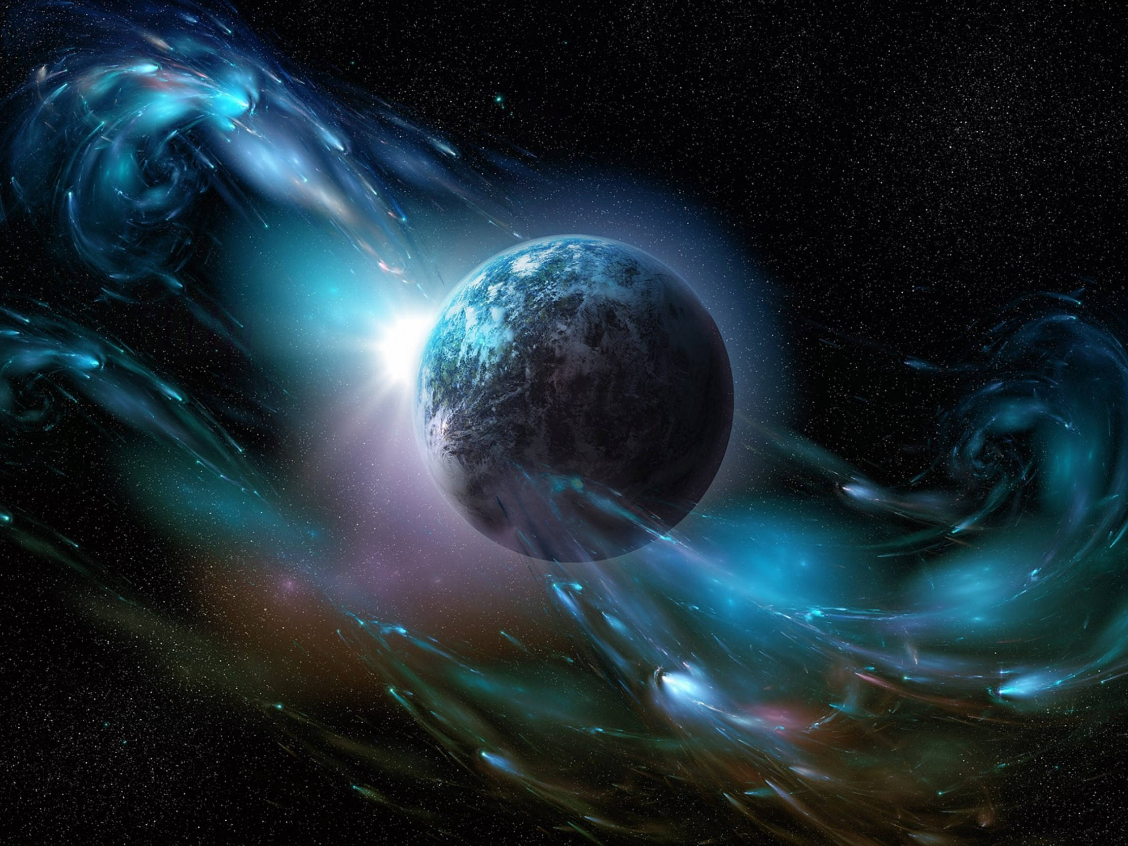 Planeta Tierra Galaxia Luminosa en Vivo Fondos de pantalla