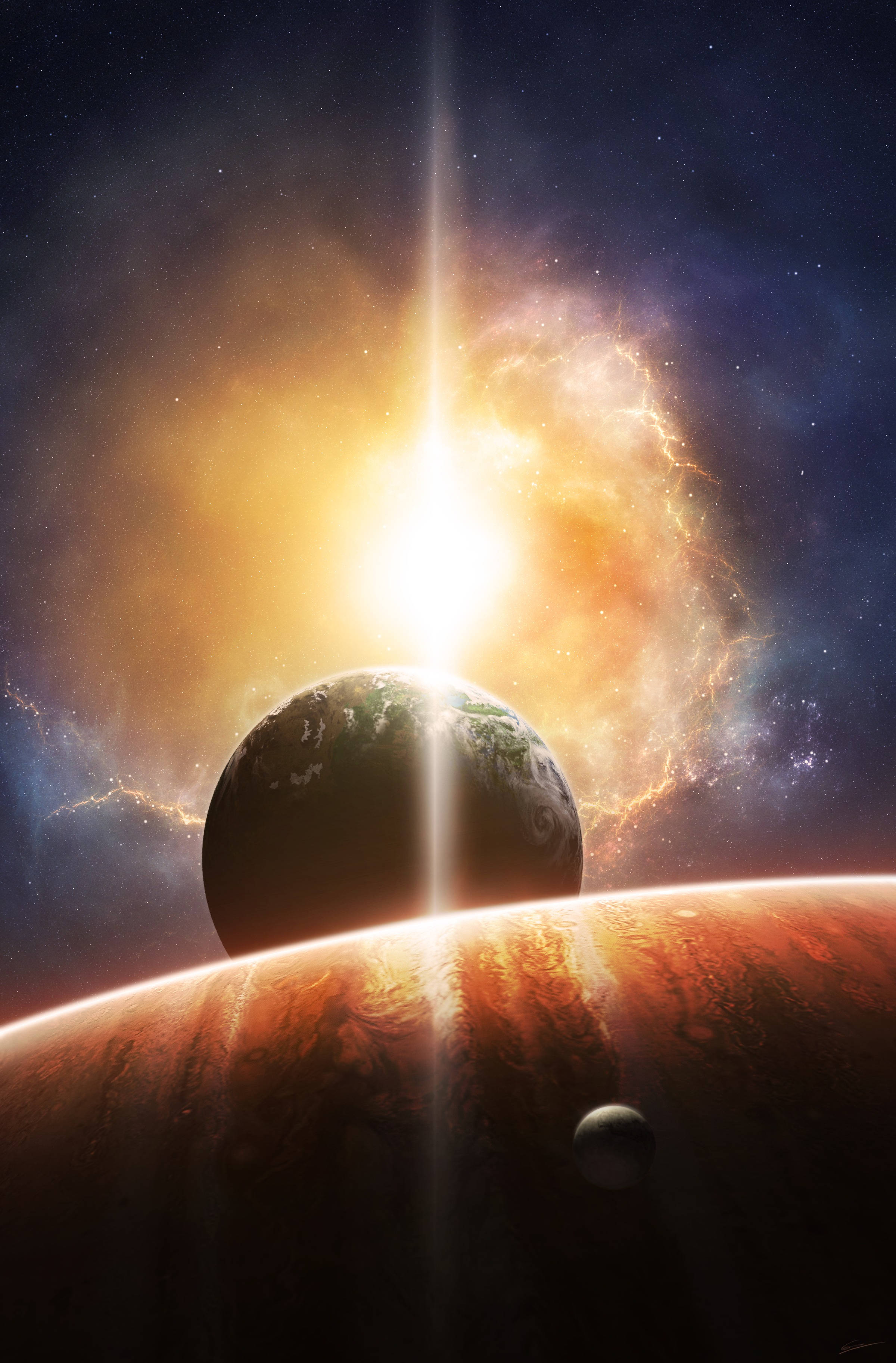 Planetas Alineándose y Erupciones Solares Fondos de pantalla