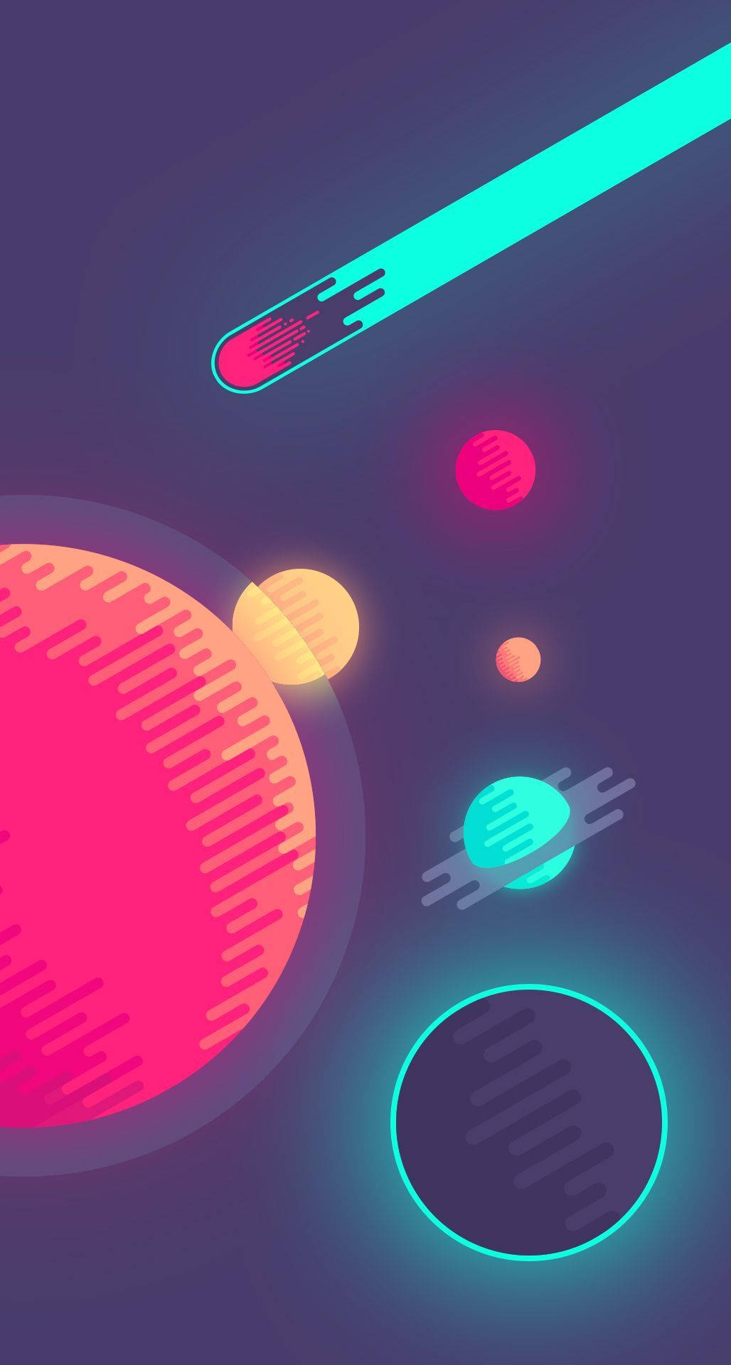 Planetas Neón Caricaturescos para Teléfono Indie Fondos de pantalla