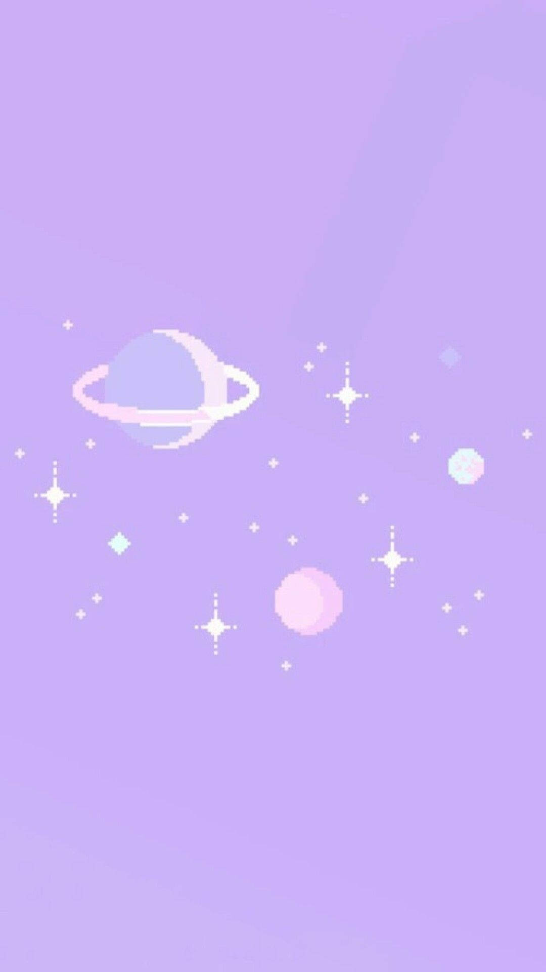 Planetas Pixelados sobre iPhone Lila Claro Fondos de pantalla