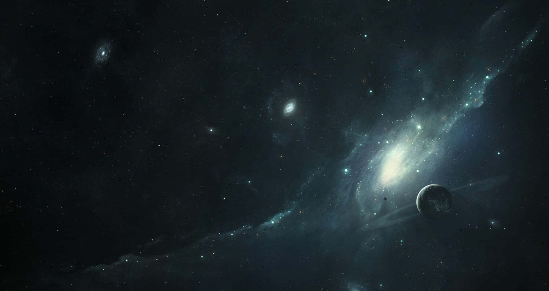 Planetas y estrellas en el espacio oscuro Fondos de pantalla