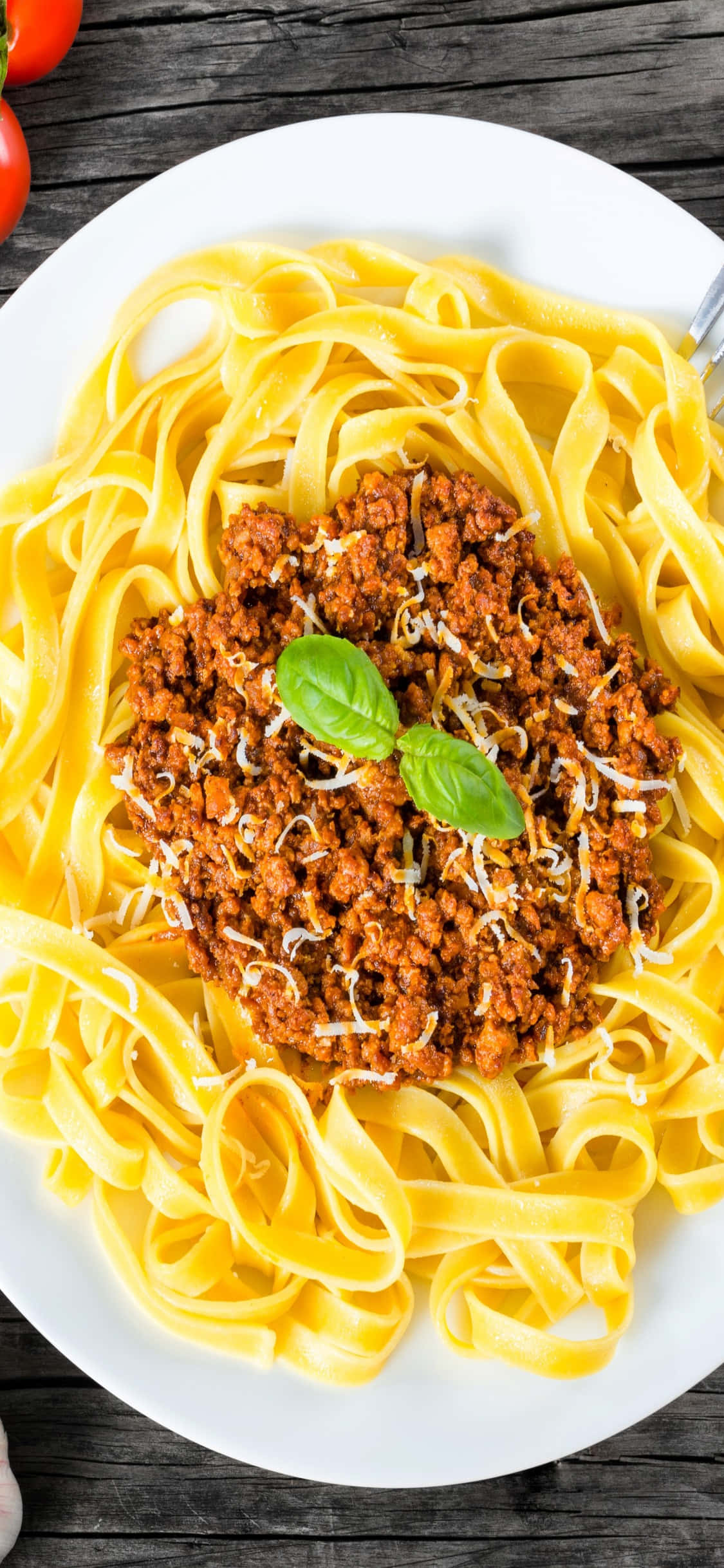 Plato de Pasta a la Boloñesa Fondo de Pasta para iPhone X Fondos de pantalla