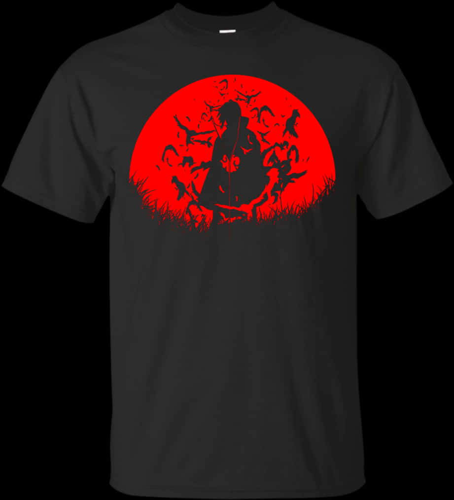 Playera de Itachi Silueta Luna Roja Fondos de pantalla