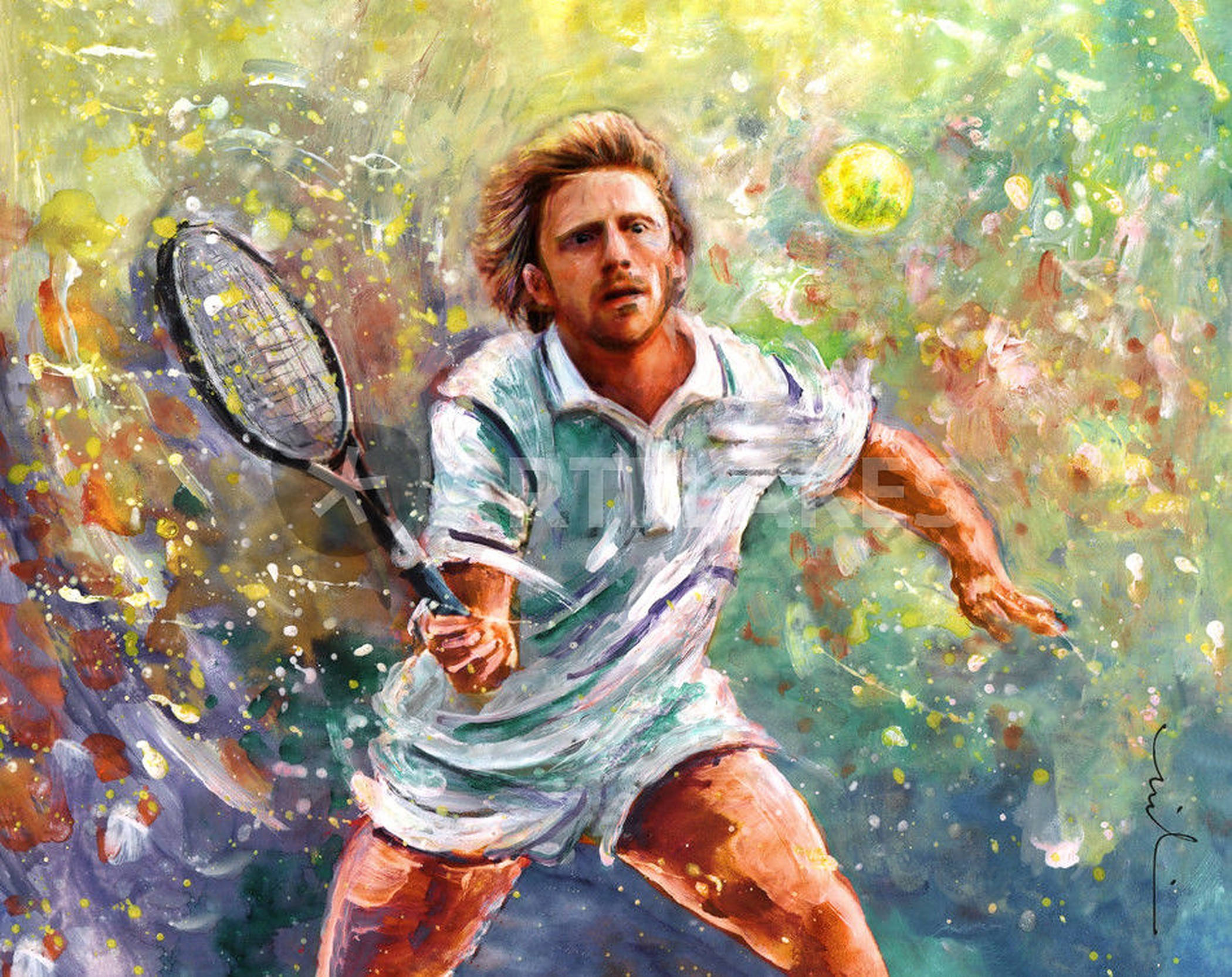 Poderoso revés de la leyenda del tenis Boris Becker Fondos de pantalla