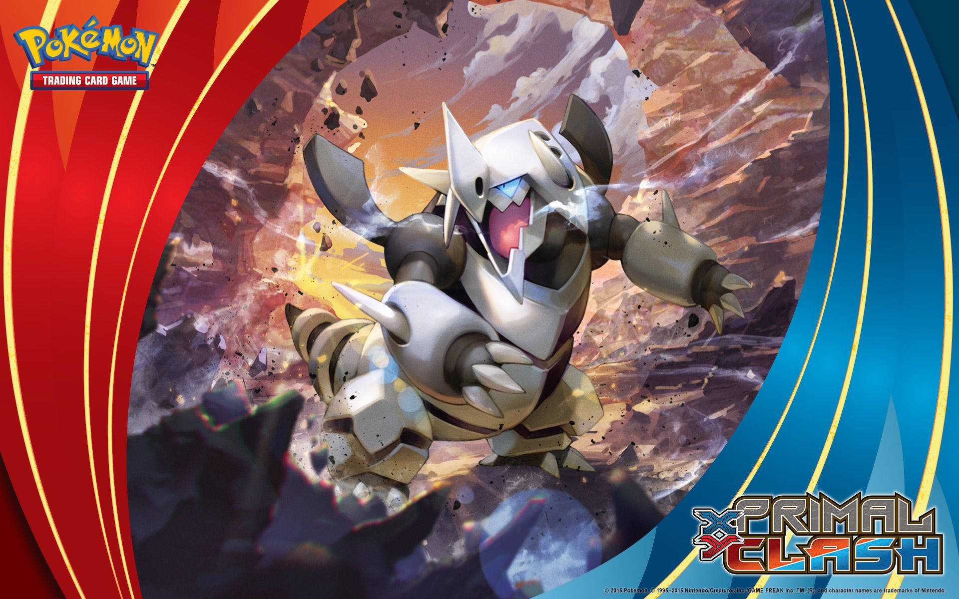 Pokémon de metal tierra en batalla en el campo de batalla