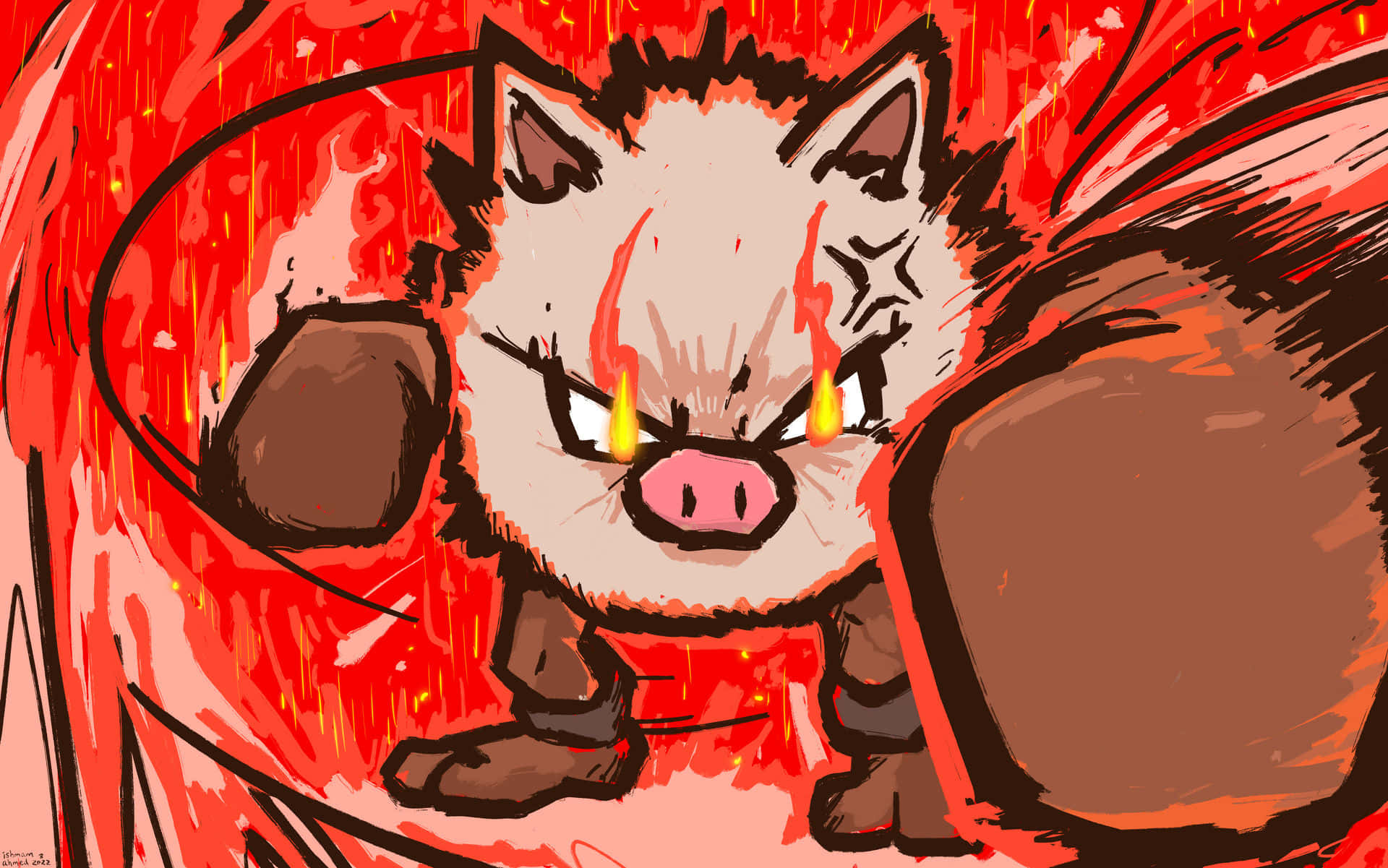 Pokémon Primeape con Ojos Ardientes Fondos de pantalla