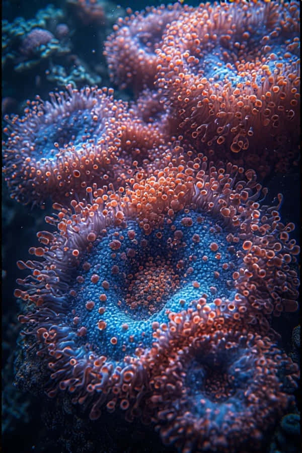 Pólipos de Coral Neón en Primer Plano – Macro Submarina 8K Fondos de pantalla