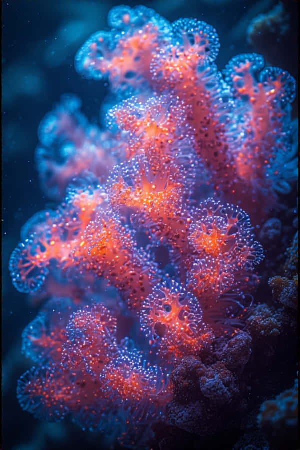 Pólipos de Coral Neón en Primer Plano – Macro Submarina 8K Fondos de pantalla