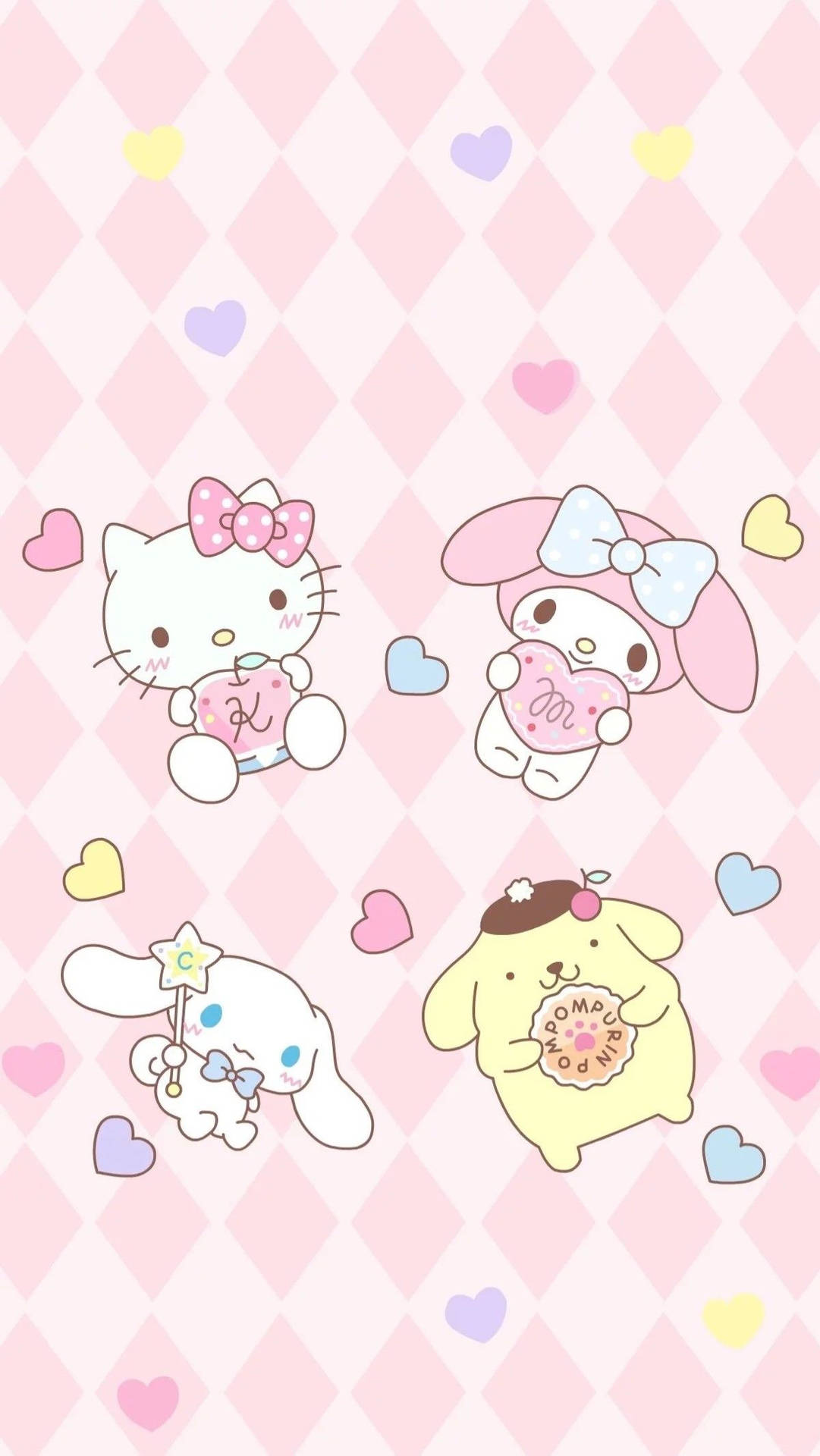 Fondo de pantalla kawaii de Sanrio Hello Kitty Pompompurin.