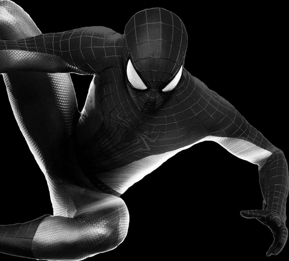 Pose de Spiderman con traje negro Fondos de pantalla