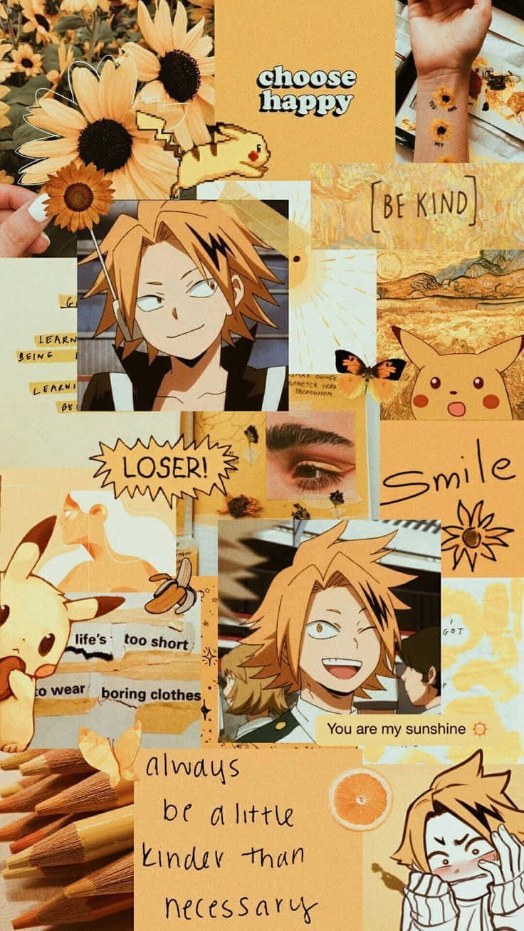 Póster Collage Estético Amarillo de Denki Kaminari Fondos de pantalla