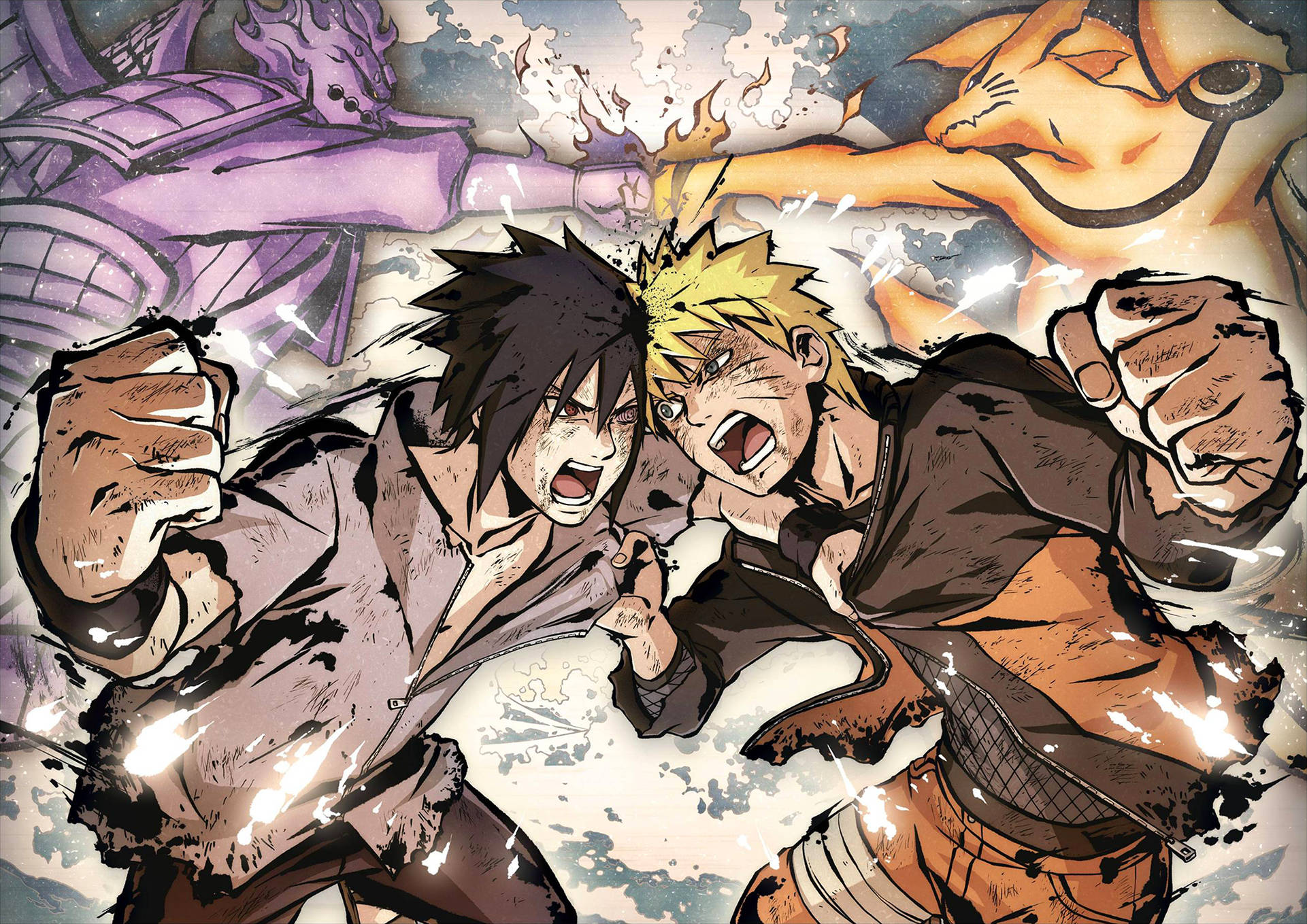 Póster de batalla de Naruto y Sasuke Fondos de pantalla