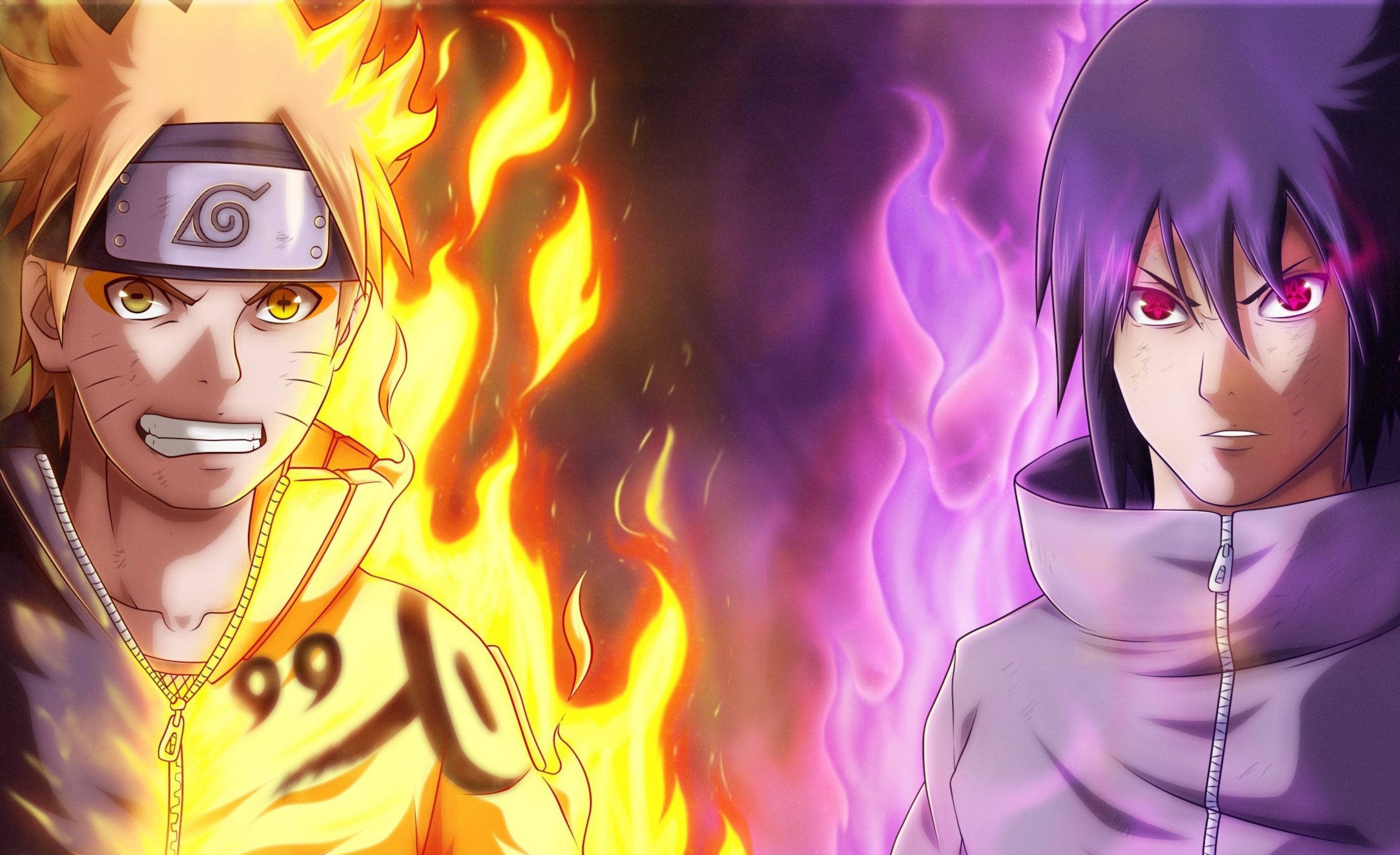 Póster de Naruto y Sasuke con Chakra Fondos de pantalla