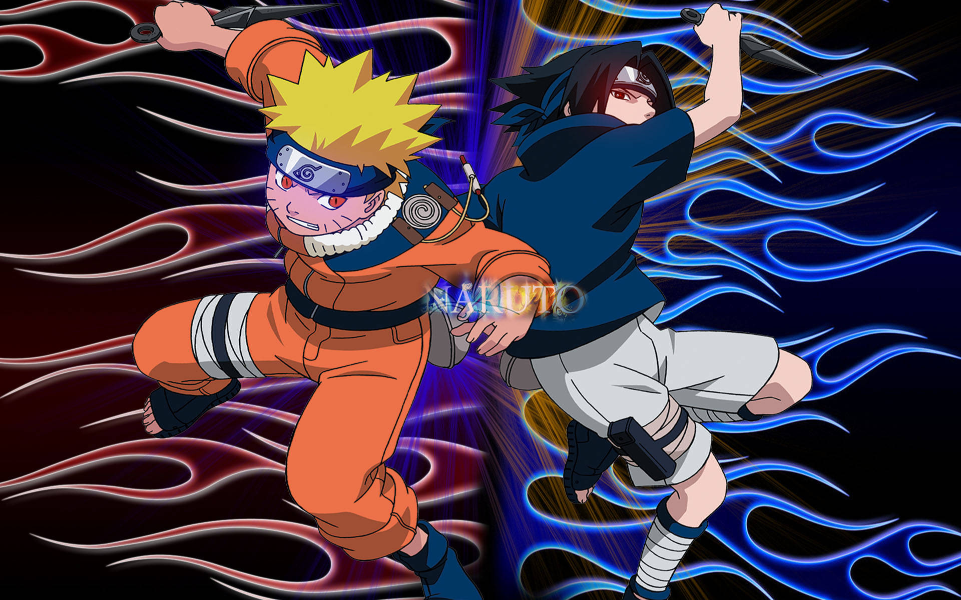 Póster de Naruto y Sasuke de niños Fondos de pantalla