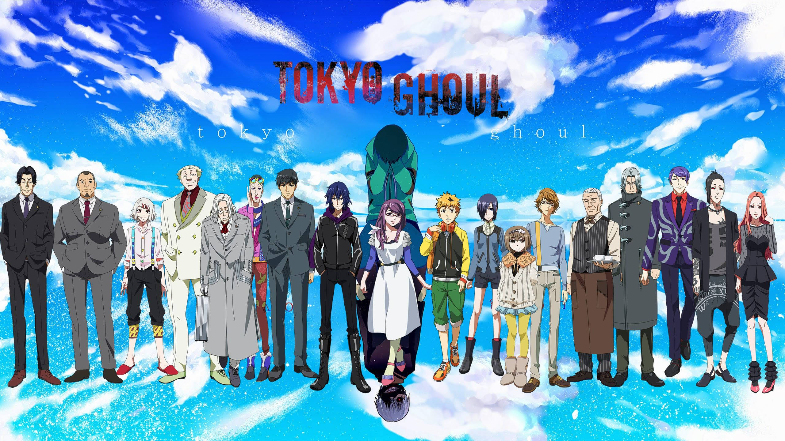 Póster de Personajes de Tokyo Ghoul con Cielo Azul Fondos de pantalla