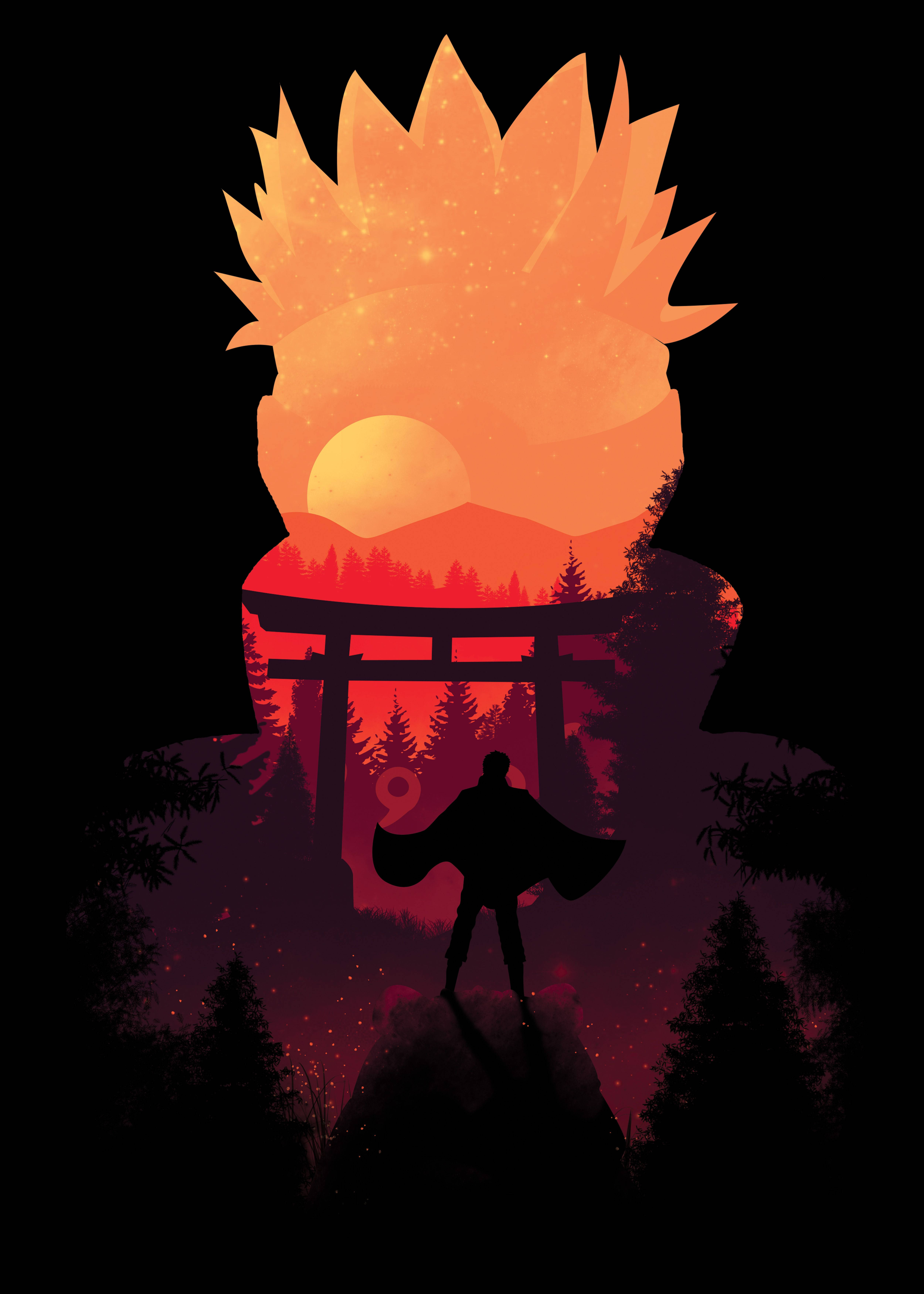 Póster de Silueta de Naruto Fondos de pantalla