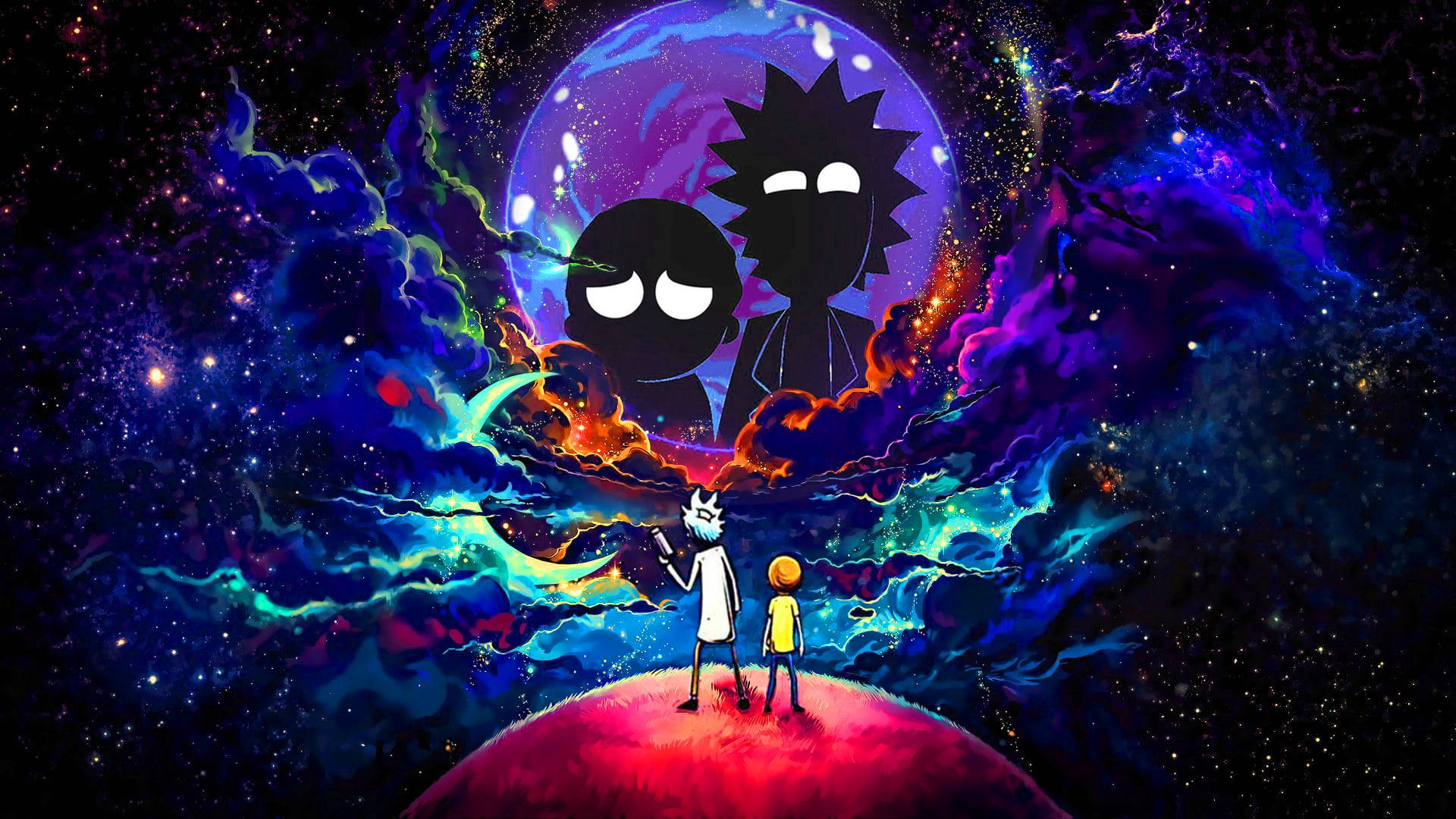 Póster genial de temática galáctica de Rick y Morty Fondos de pantalla