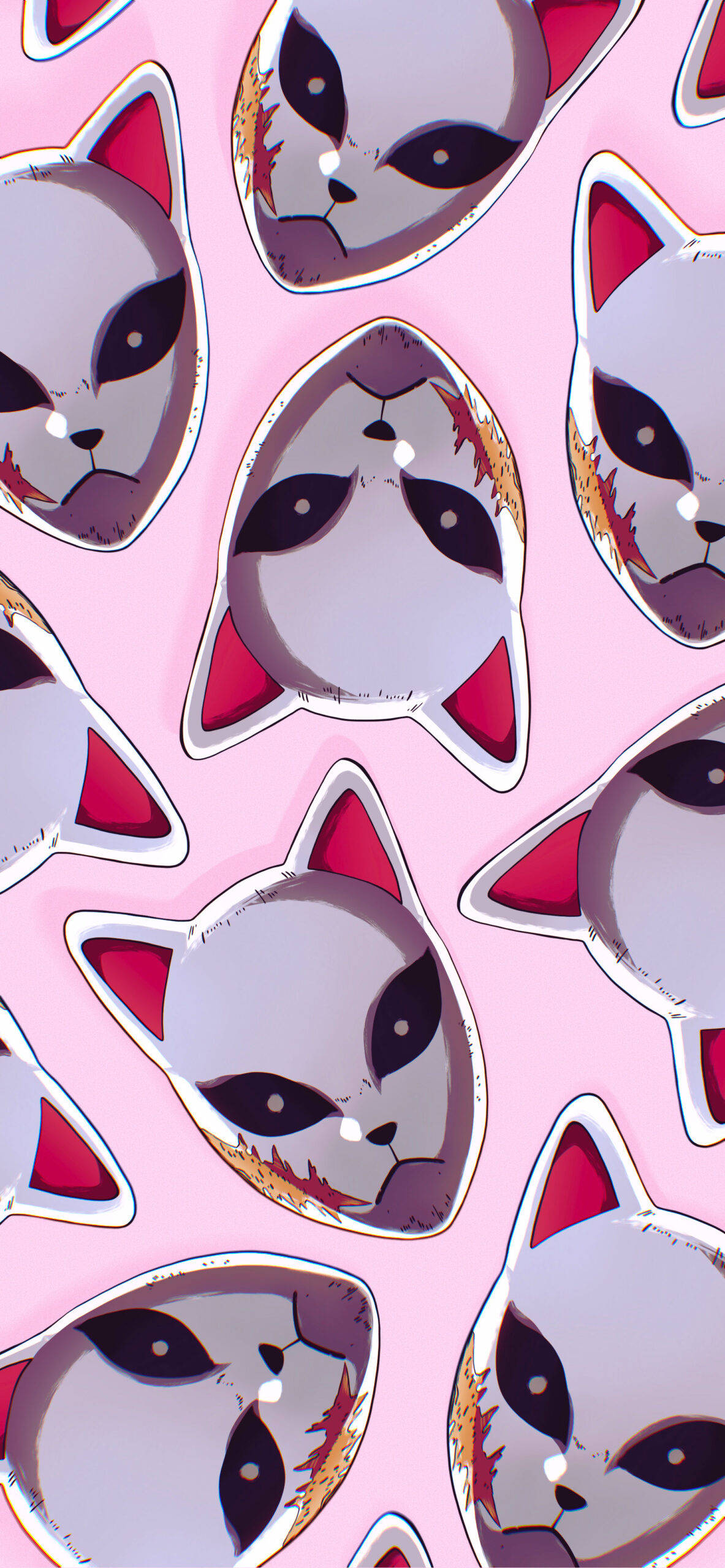 Póster rosa de máscara de Sabito de Demon Slayer Fondos de pantalla