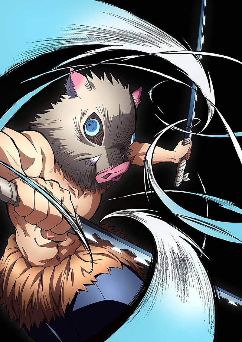 Postura de lucha de Inosuke de Demon Slayer con chorros de agua Fondos de pantalla