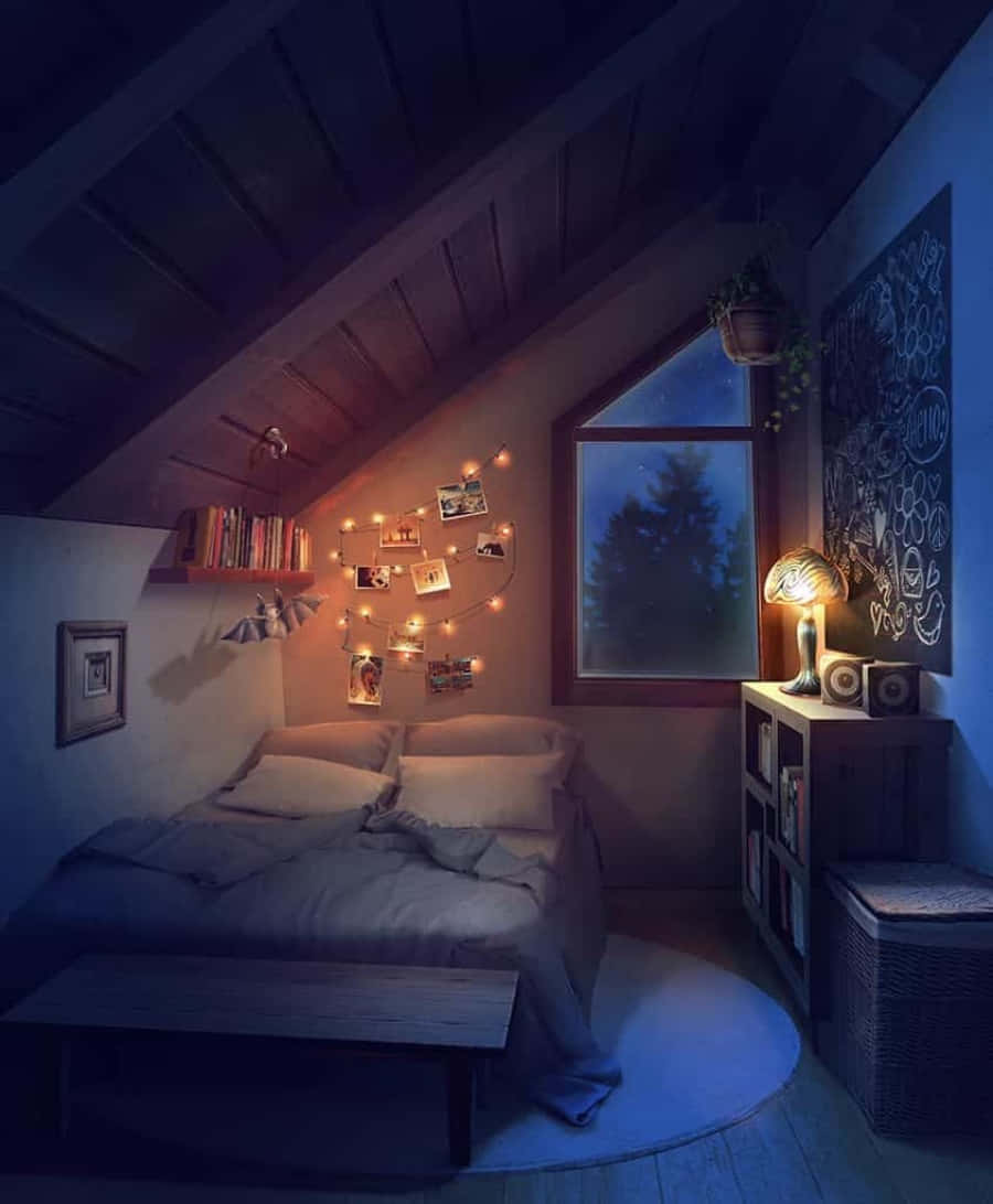 Prepárate para una noche de películas en la comodidad de una acogedora habitación anime Fondos de pantalla