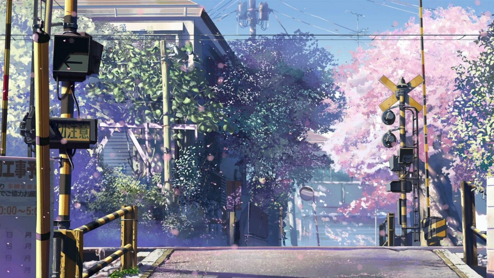 Primavera anime en ciudad japonesa Fondos de pantalla