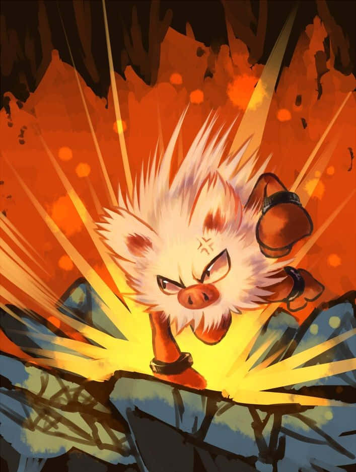 Primeape Agresivo de Pokémon Lanzando un Puñetazo Fondos de pantalla