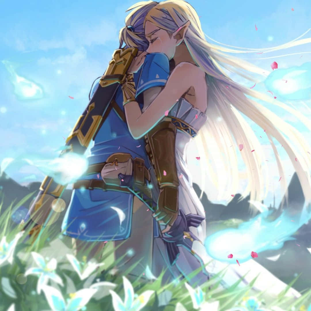 Princesa Zelda y Link Abrazándose en BOTW Fondos de pantalla