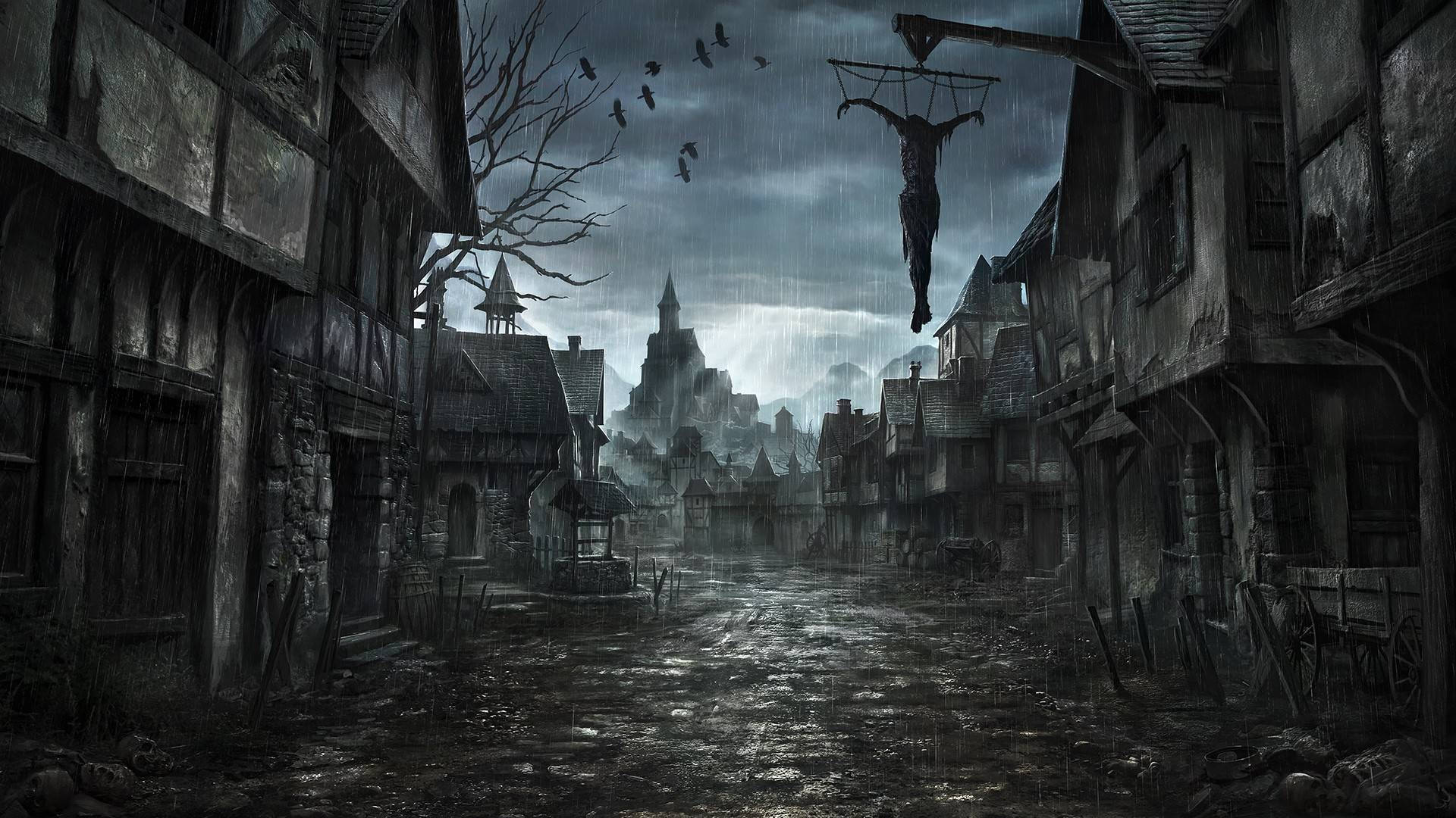 Pueblo Abandonado en Pantalla Oscura Fondos de pantalla