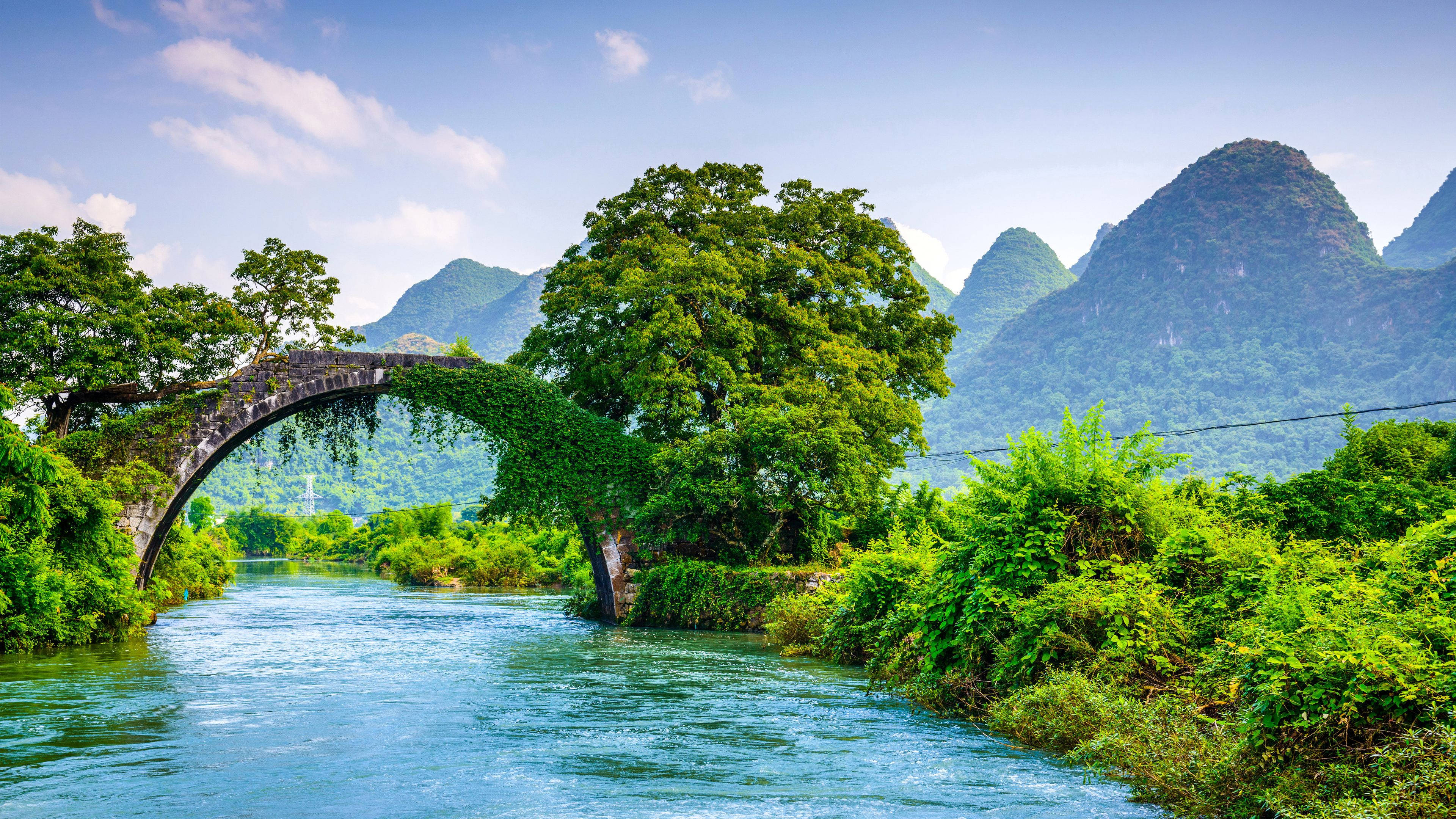Puente Arqueado de Naturaleza 4K Fondos de pantalla