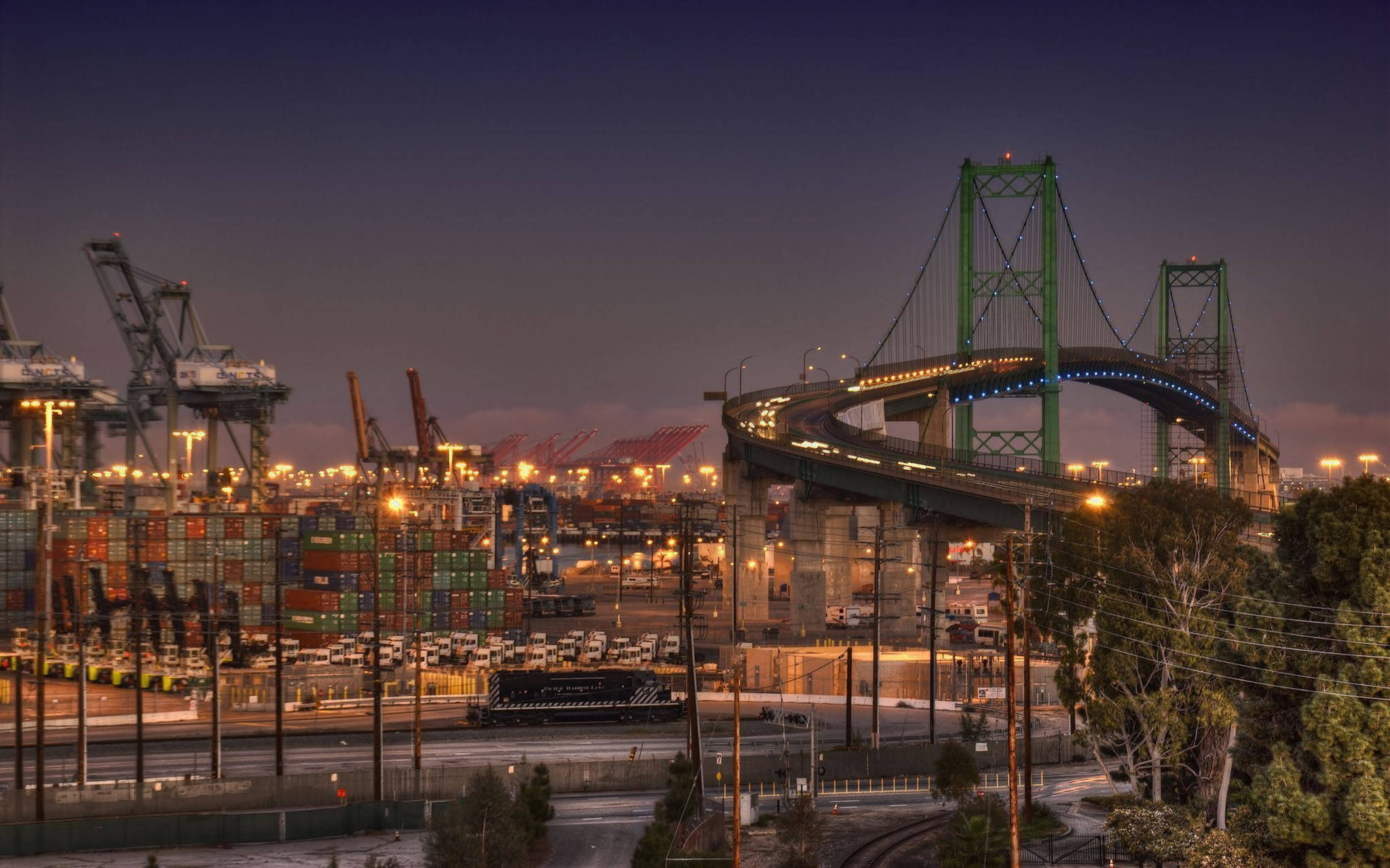 Puente Colgante Los Ángeles Atardecer Fondos de pantalla