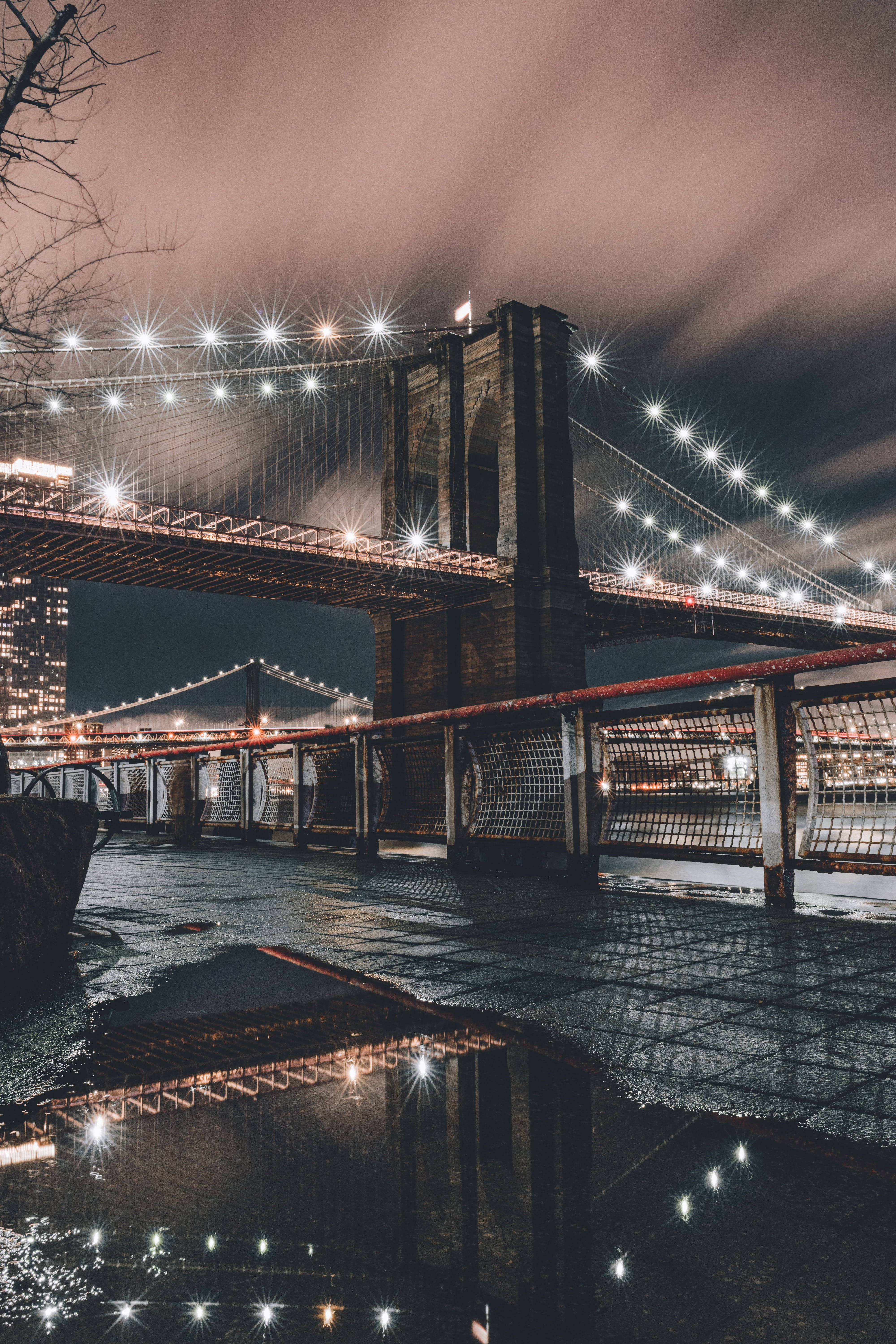 Puente de Brooklyn Nueva York de noche iPhone Fondos de pantalla