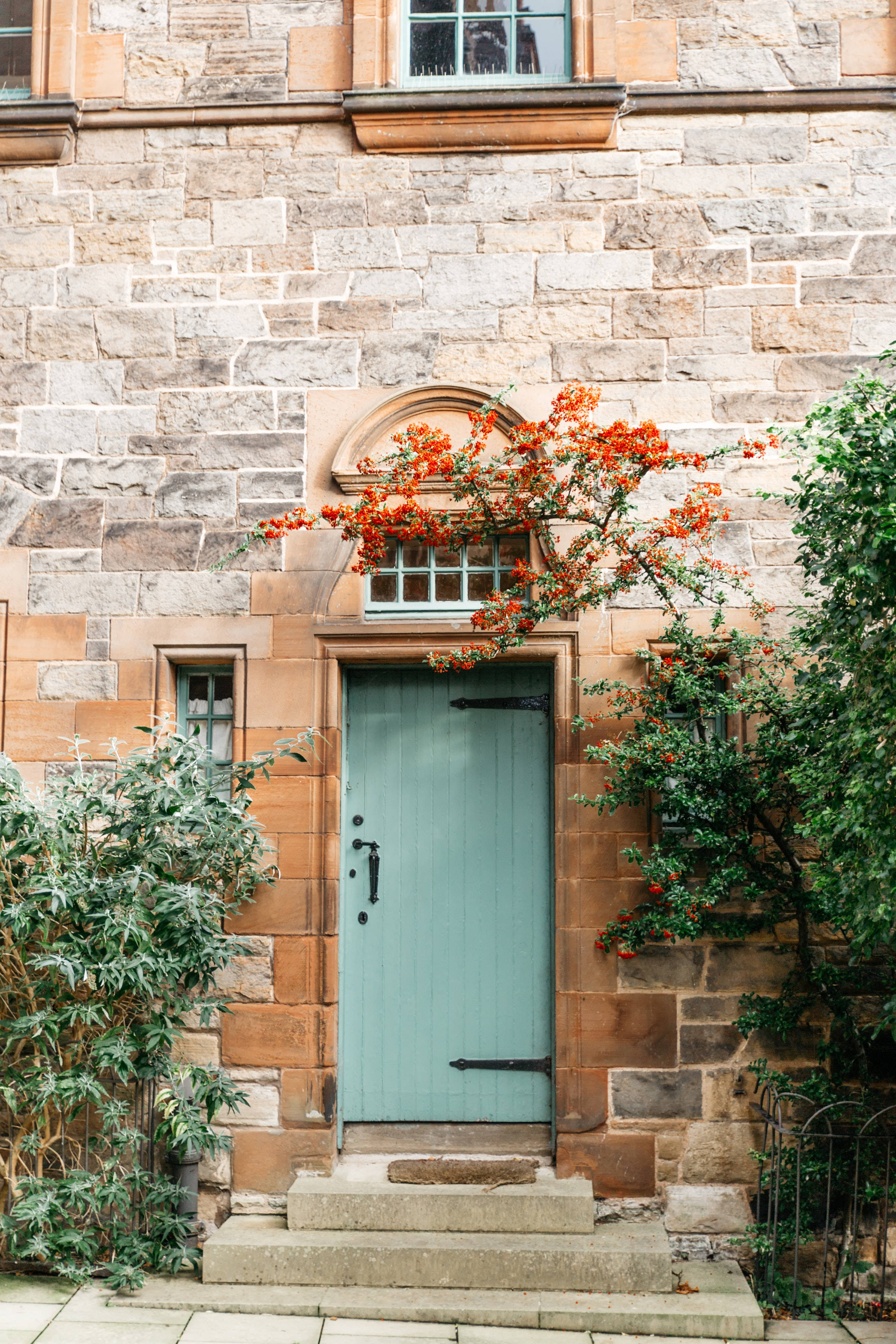 Puerta de Madera Azul Verde de Casa Antigua Fondos de pantalla