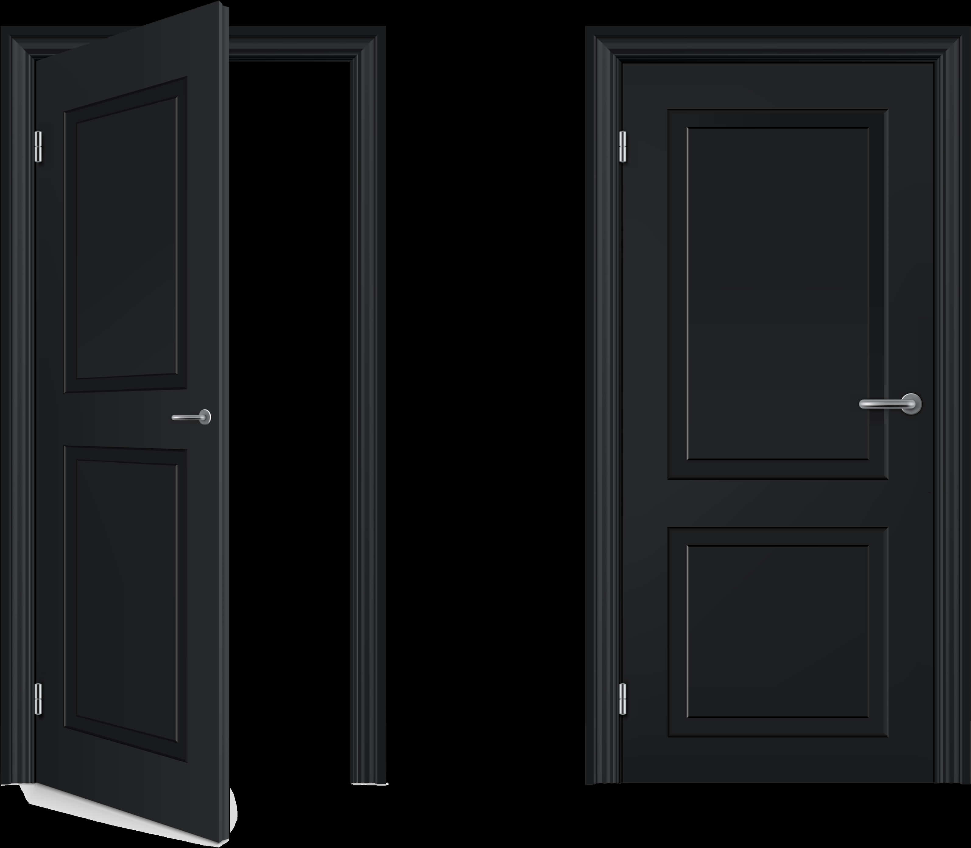 Puertas interiores negras abiertas y cerradas Fondos de pantalla