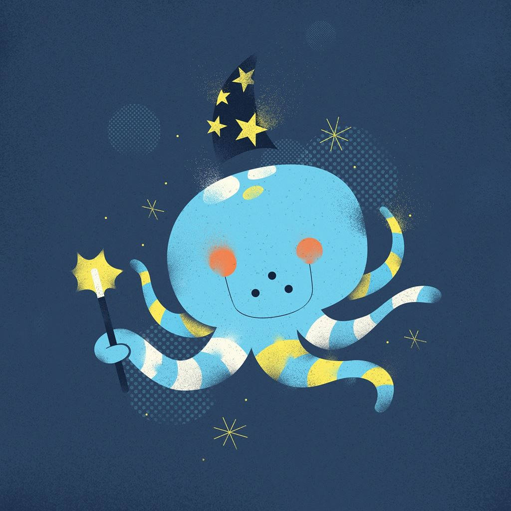 Pulpo Mago Kawaii para iPad Fondos de pantalla