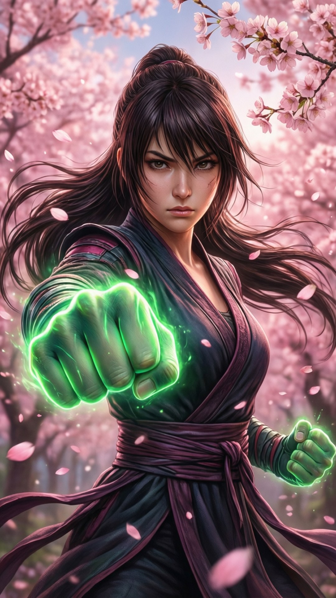 Puño de Sakura y Flores de Cerezo Fondos de pantalla
