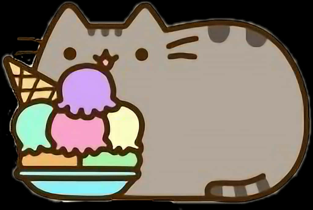 Pusheen con Helado Fondos de pantalla