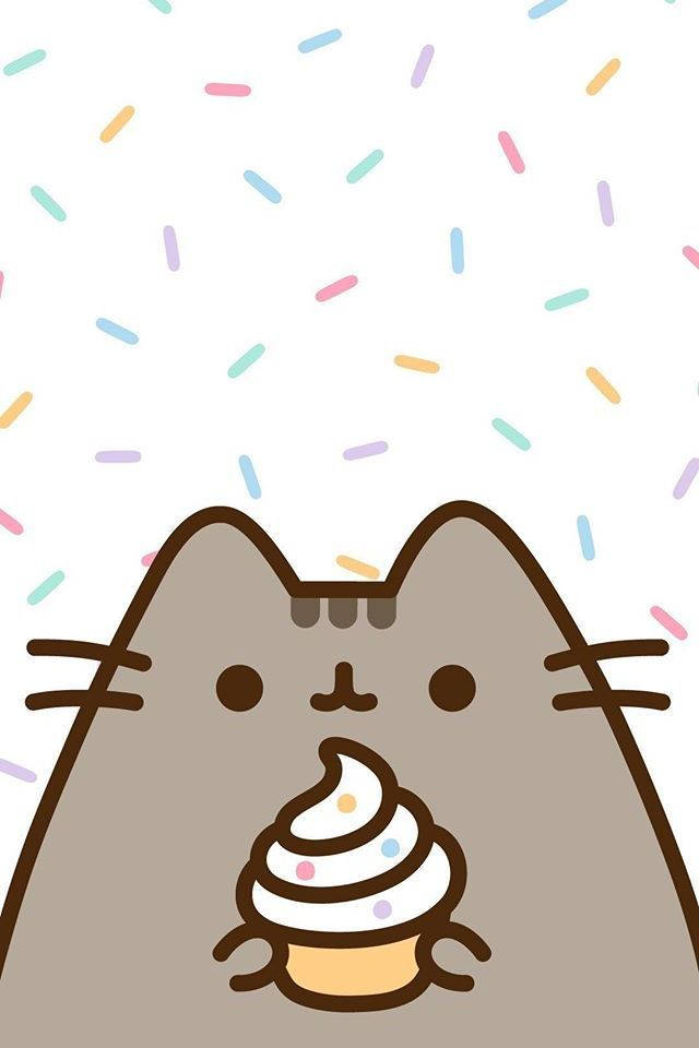 Pusheen HD Kawaii Sosteniendo un Pastelito Fondos de pantalla