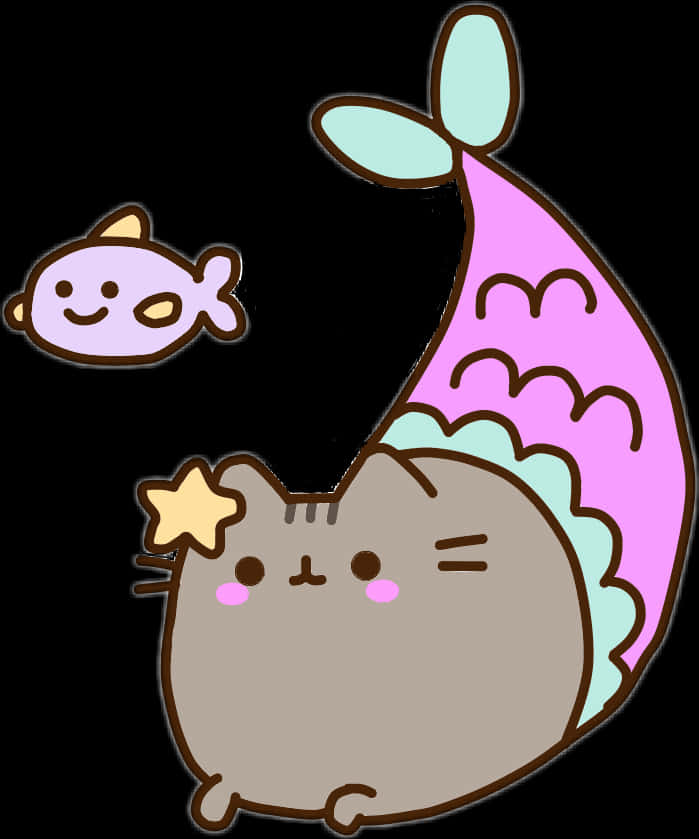 Pusheen Sirena y Amigo Pez Fondos de pantalla
