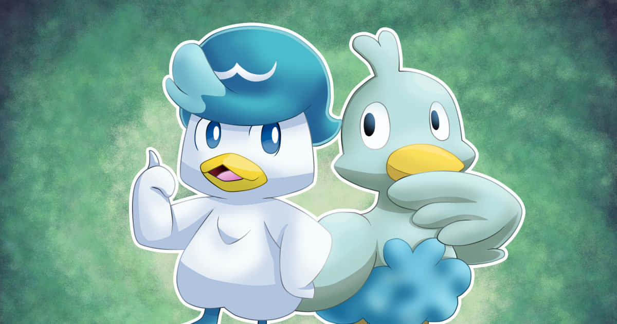 Quaxly y Ducklett sobre fondo verde Fondos de pantalla